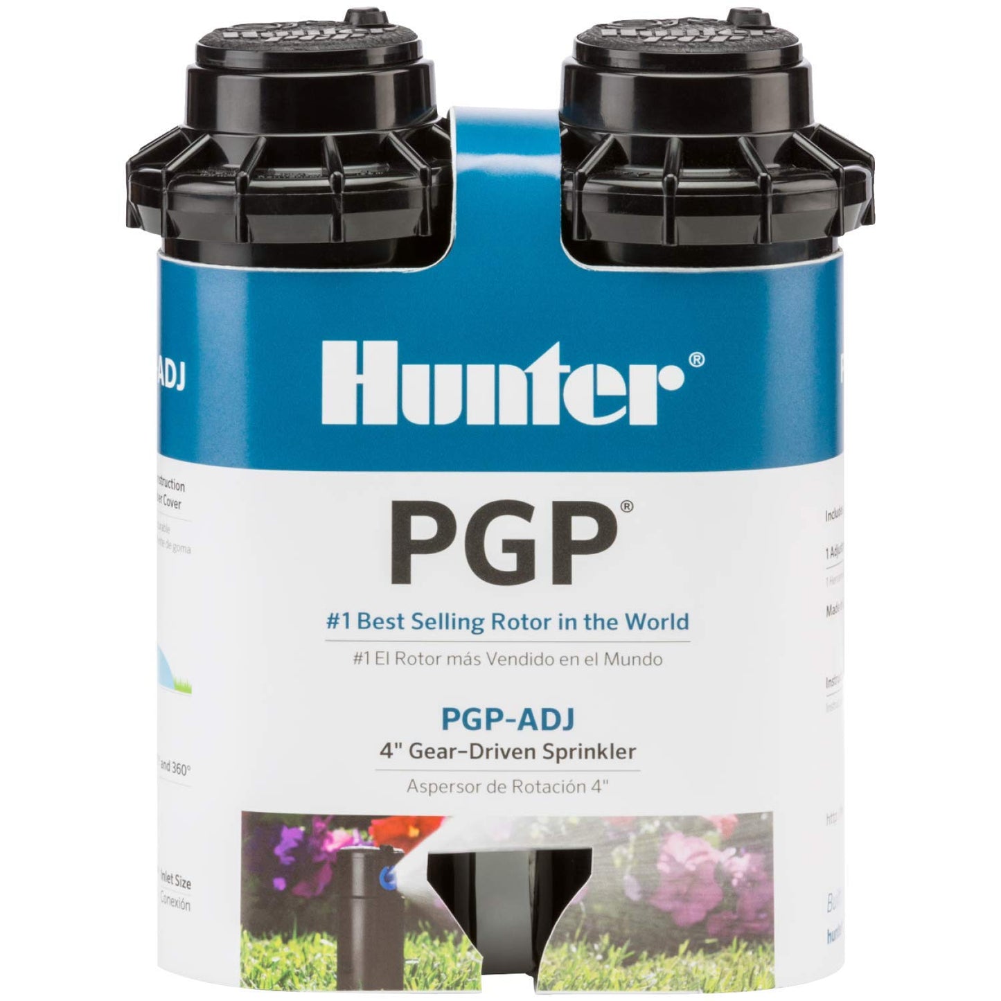 Hunter PGP-ADJ 3/4" Rotor Sprinkler, Adjustable 40°â 360° Arc, Gear Drive, 4" Pop Up Sprinkler, Lawn Irrigation Head, 22â52 ft Spray Distance, Preinstalled 3.0 GPM Nozzle, 2 Pack