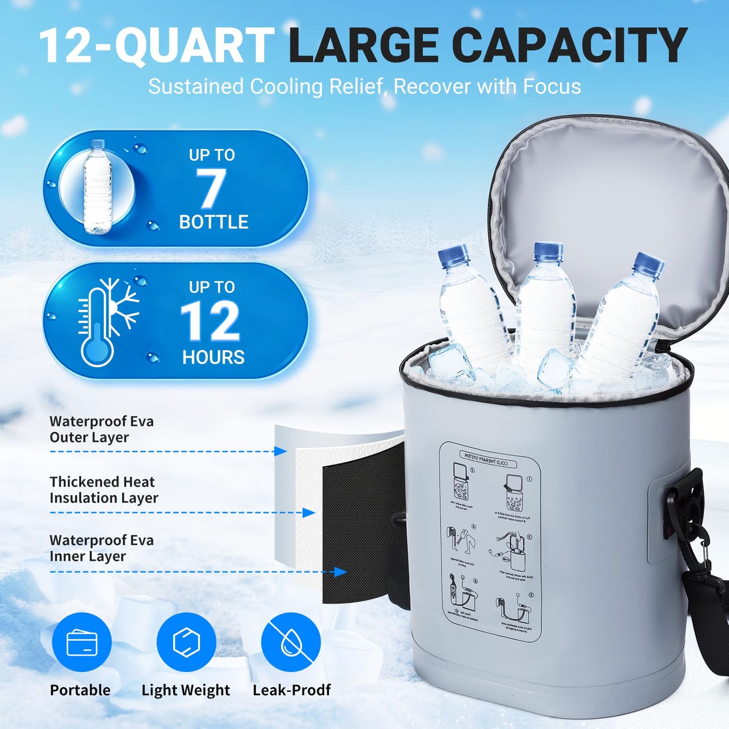 Cold Therapy Machine, Portable Ice Machine for Knee After Surgery,Programmable Knee Replacement Recovery System, Cryotherapy for Post Surgery Recovery Sports Injuries, Reduce Swelling, Circular Gray