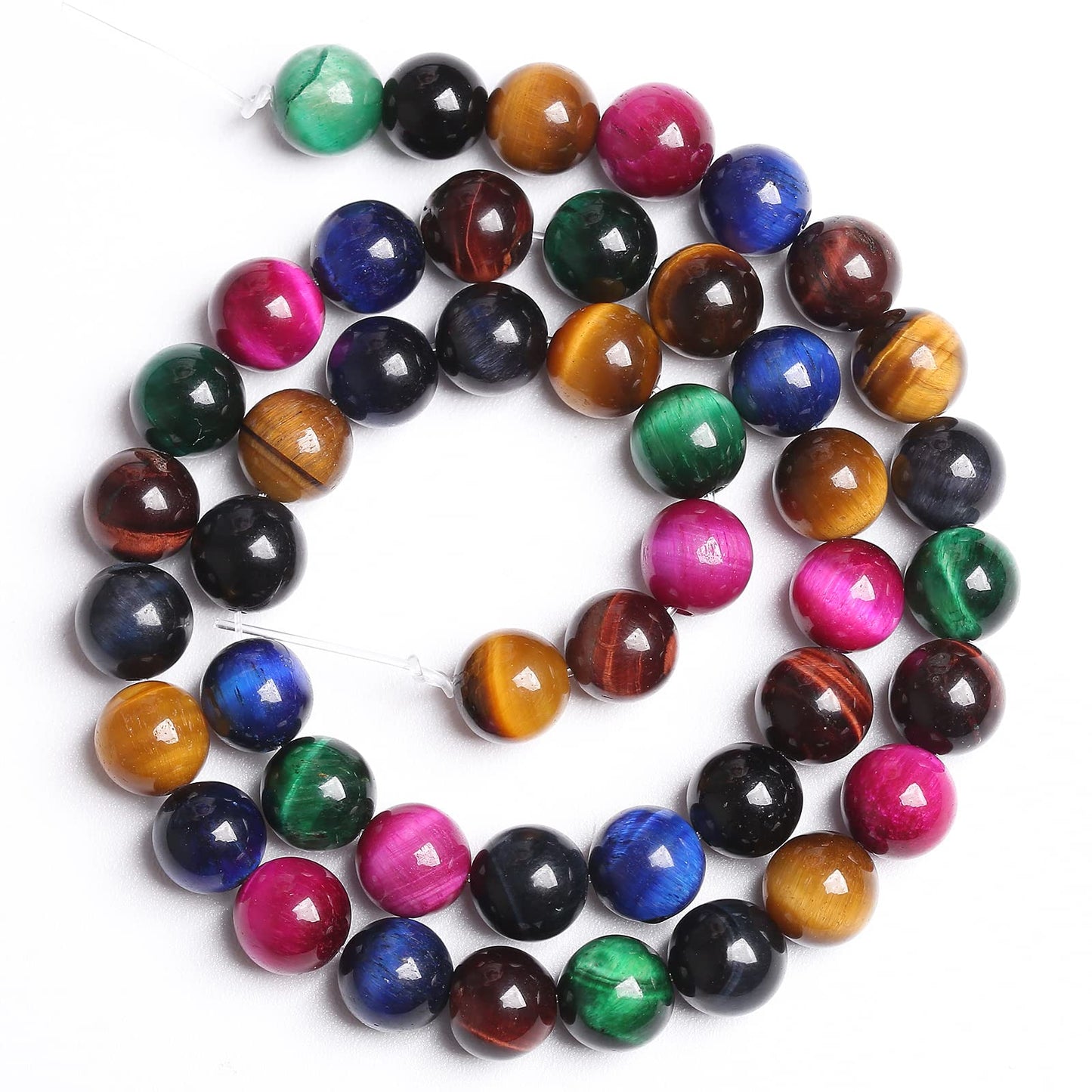 6mm 60PCS Colorful Tiger Eye Natural Stone Beads Crystal Spacer Loose Beads for Jewelry Making DIY Bracelet 1 Strand 15 inches