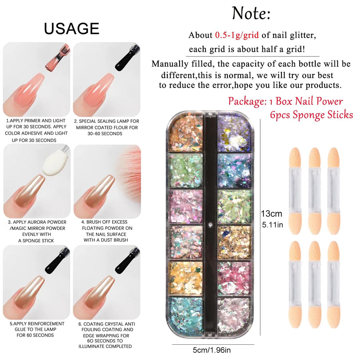 Holographic Aurora Opal Nail Flakes,12 Colors Iridescent Mermaid Nail Powder Gradient Ice Slag Nail Sequins Spring Summer for Gel Polish, Acrylic Nails, DIY Manicure & Resin Craft Supplies