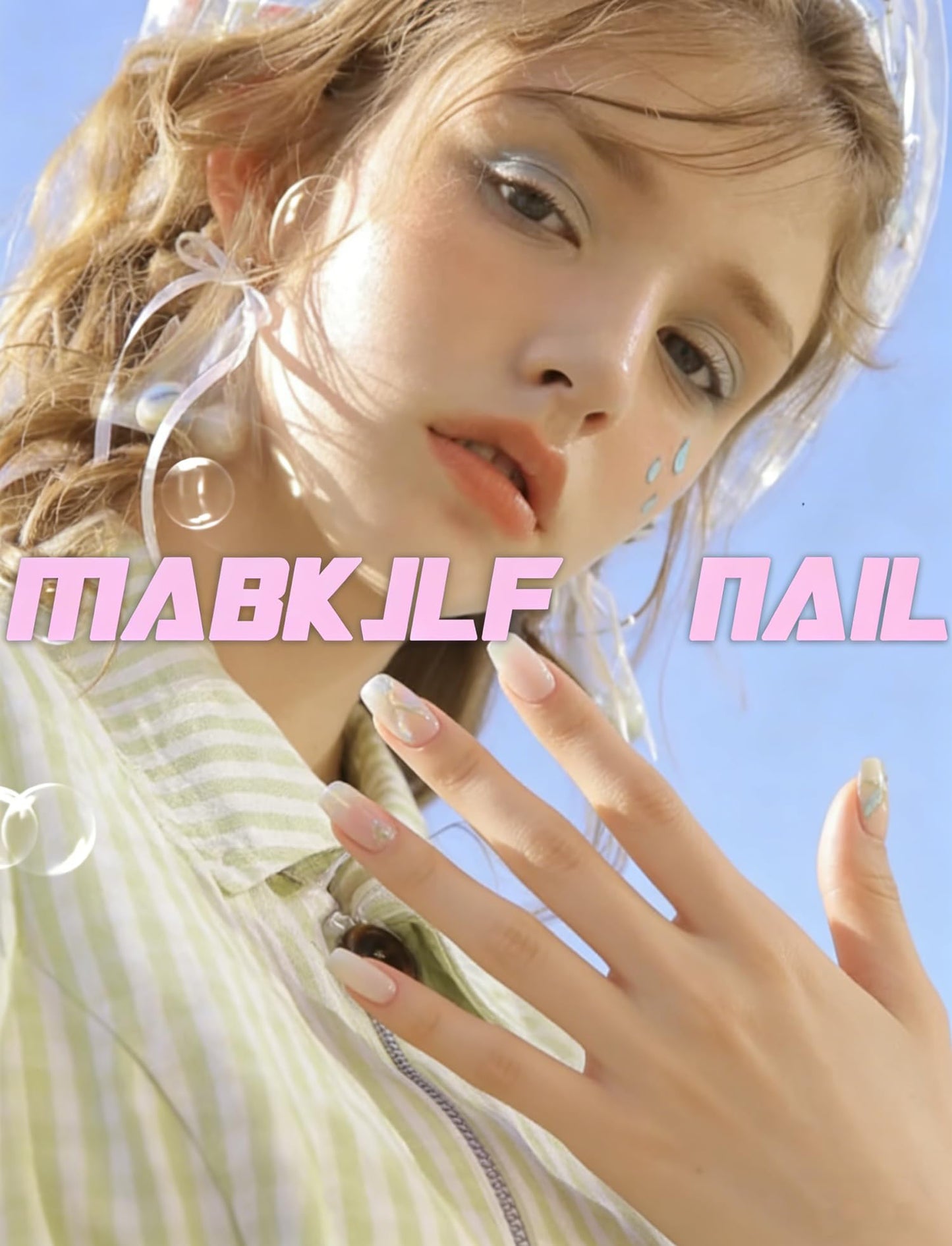 Handmade Press on Nails Extra Short Square MABKJLF White French Tip Fake Nails Embossed Flower False Nails with Floral Designs Full Cover Glossy Glue on Nails Acrylic Nails for Women Girls 24 Pcs