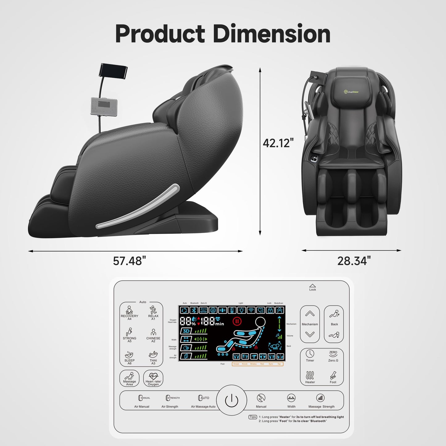 Real Relax 2026 Massage Chair Full Body,Zero Gravity SL-Track Shiatsu Massage Recliner with Upgraded Phone Controller and Holder,APP Control,Child Lock,Pause Button and Led Light,Favor-06,Black