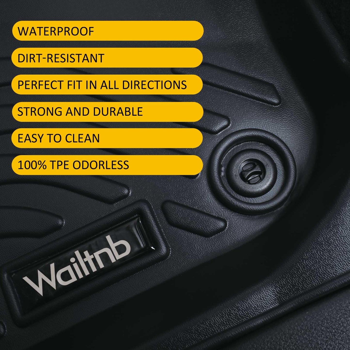 Wailtnb Floor Mats & Cargo Mat Custom for Volkswagen Atlas 7 Seats Bench Seating 2026 2025-2018 All Weather Protection Waterproof TPE Rubber Car Floor Liners Full Set