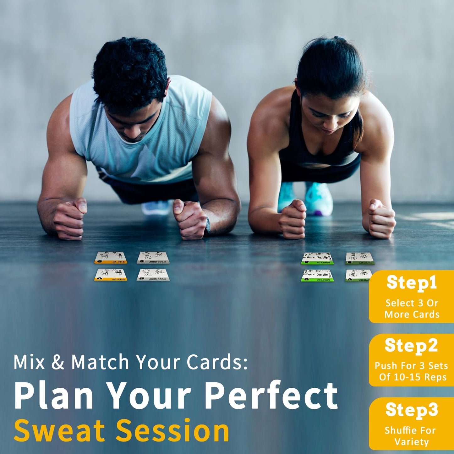 ELAORY Bodyweight & Resistance Belt Workout Cards, 100 Different Exercise Cards with Detailed Illustrations, Large Size 5" x 3.5"" Fitness Cards for Women & Men"