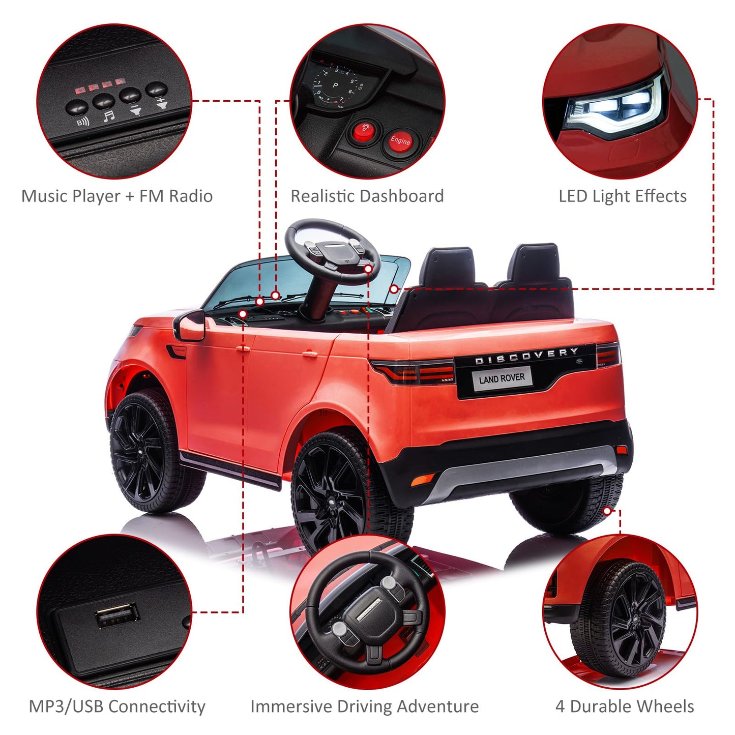 12V Licensed Land Rover Ride on Toys for Big Kids, Electric Car for Kids with Remote Control, Electric Vehicle Ride on Toy, 3 Speeds, Soft Start, Led Lights, Low Battery Prompt