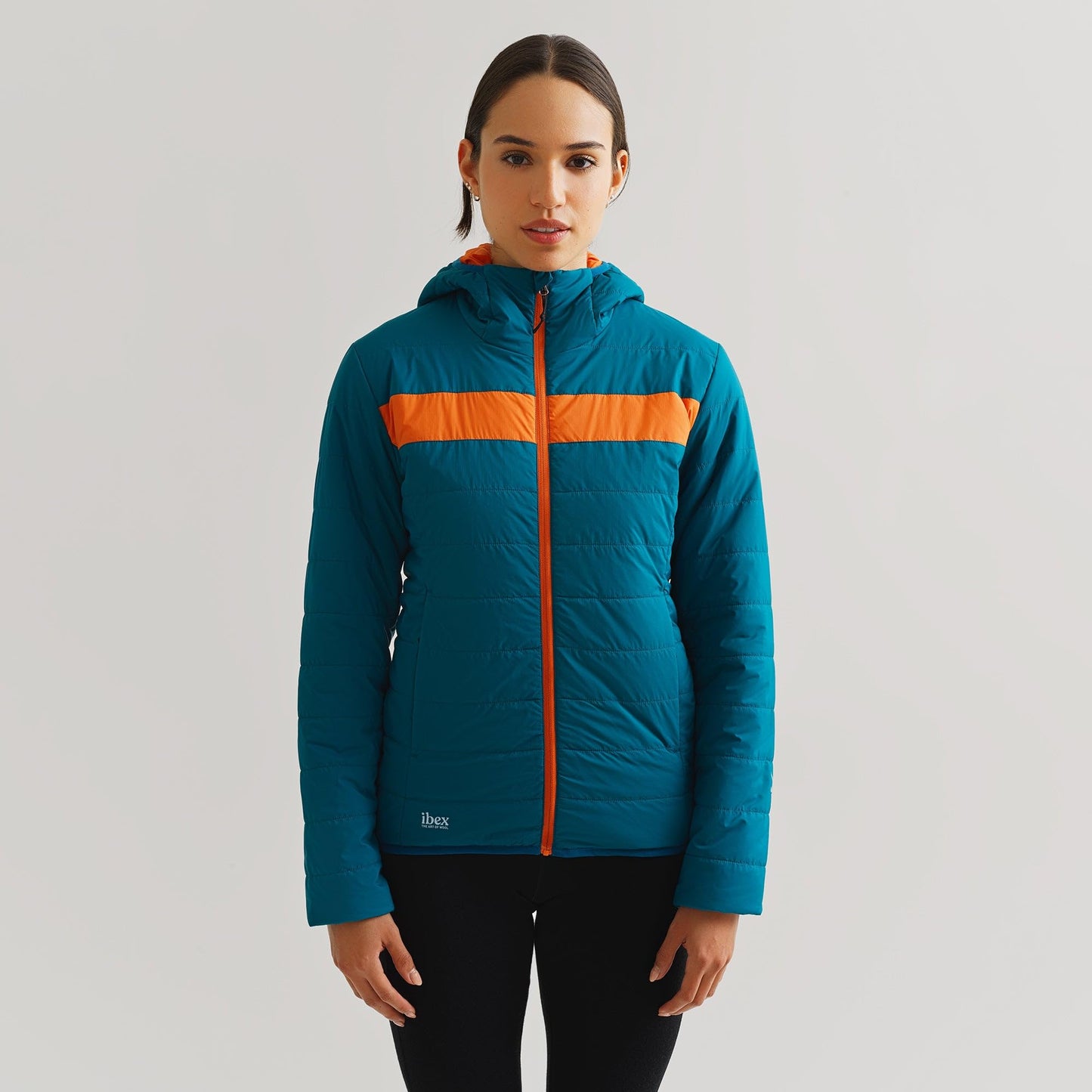 IBEX Merino Wool Aire Women's Puffer Jacket | Insulated, Breathable & Lightweight Hooded Jacket | Hoodies Ideal for Hiking, Running, Camping & Travel Large Black