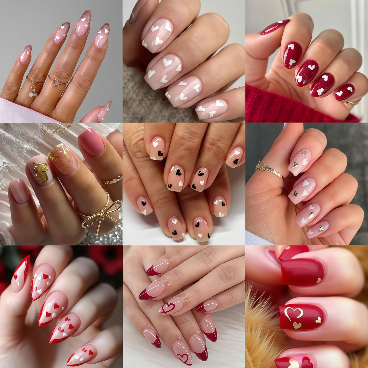 6 Sheets Heart Nail Stickers 3D Self-Adhesive Hearts Nail Decals Love Hollow Peach Heart Shaped French Nail Design Valentine French Sticker Nail Supplies for Women Valentine Holiday Nail Decoration