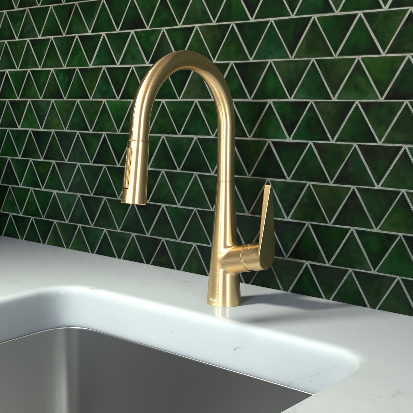 hansgrohe Talis S Gold High Arc Kitchen Faucet, Kitchen Faucets with Pull Down Sprayer, Faucet for Kitchen Sink, Magnetic Docking Spray Head, Brushed Gold Optic 72813251