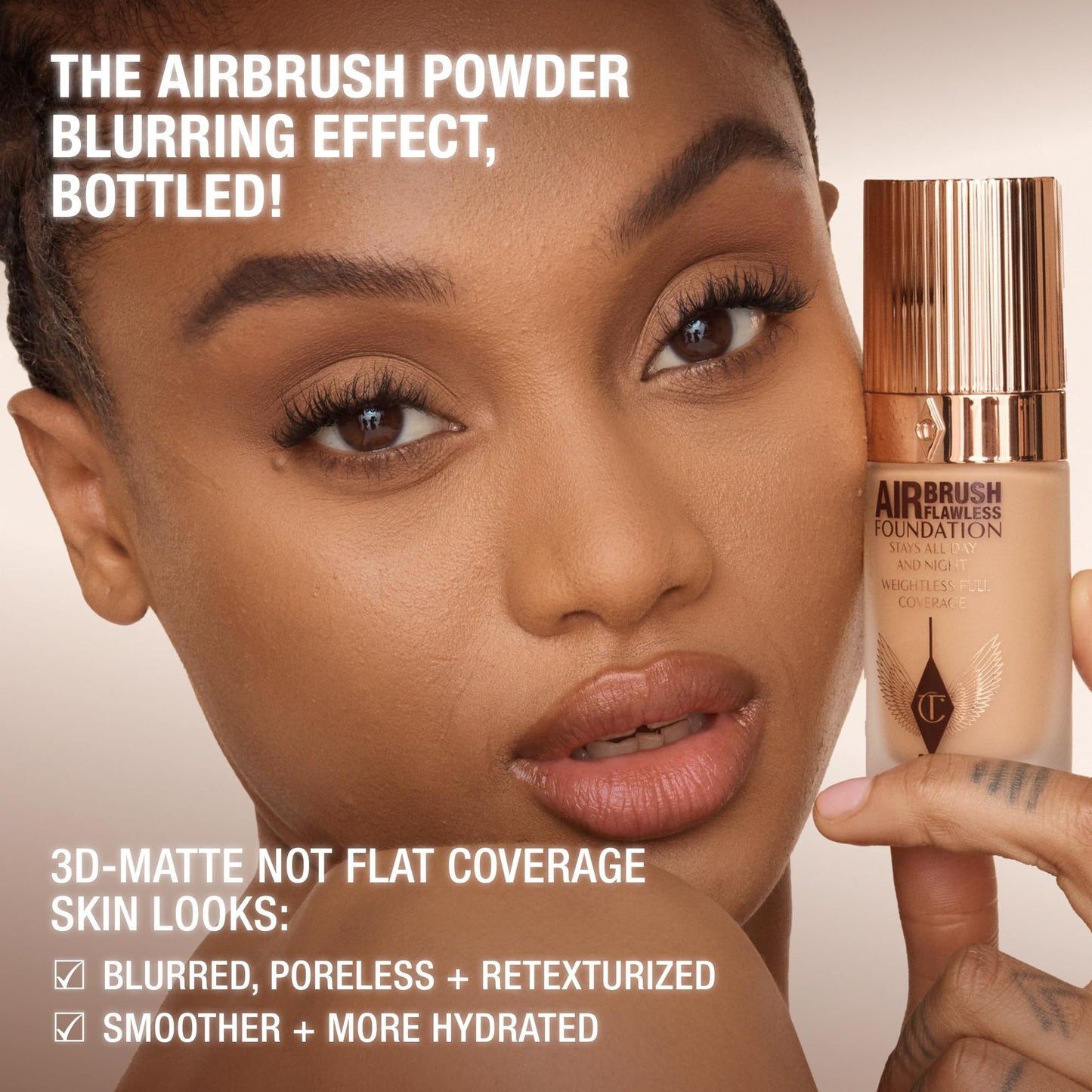 Charlotte Tilbury Airbrush Flawless Matte Foundation - Full Coverage Liquid Makeup with a Natural-Matte Finish - Smoothes & Blurs Pores - Waterproof & Transfer Resistant - 13 Warm