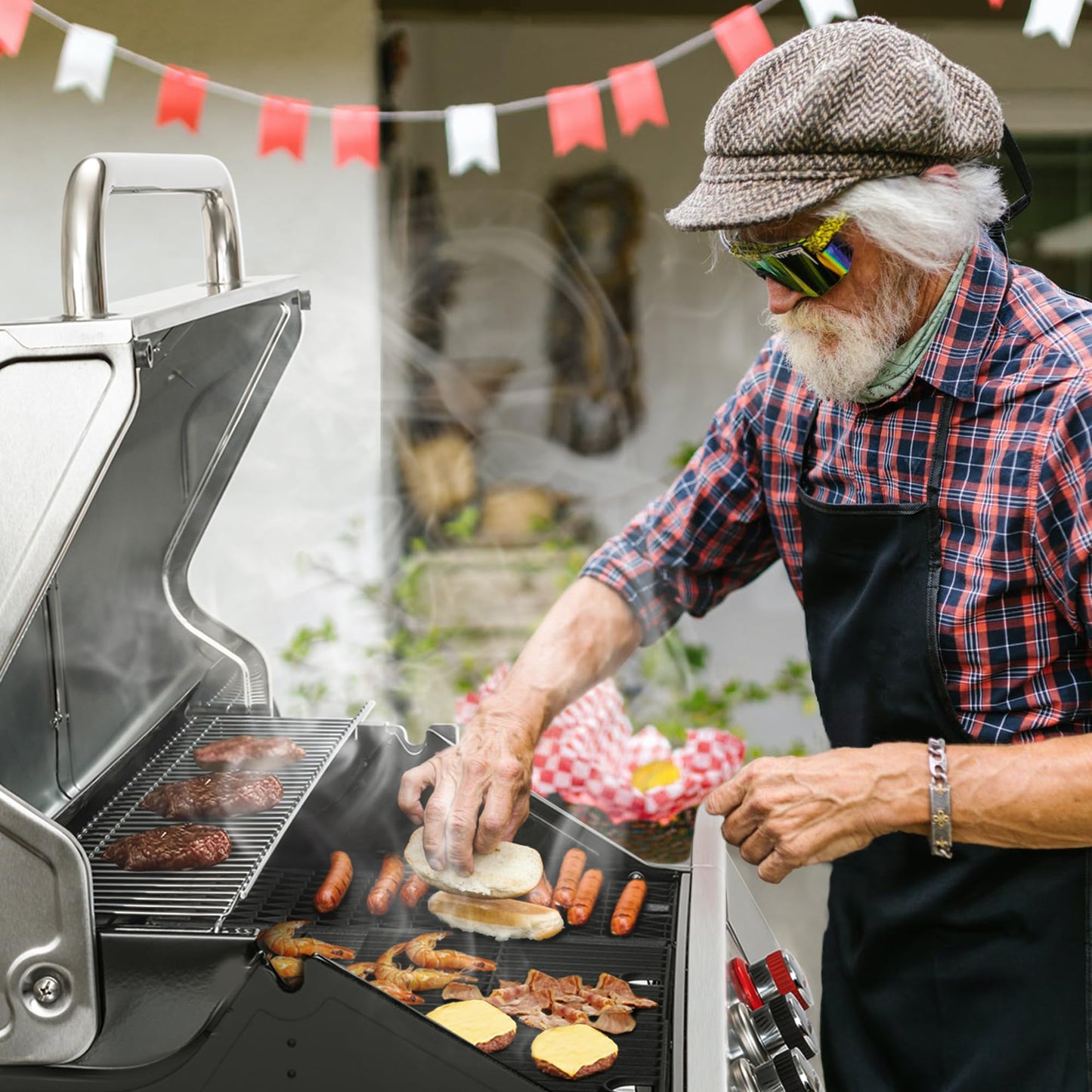 Royal Gourmet 5-Burner Propane Gas Grill with Side Burner, Stainless Steel Barbeque Grills, Silver, GA5404S