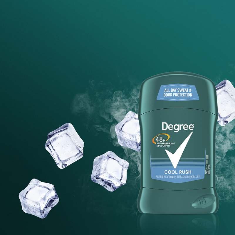 Degree Men Original Protection Antiperspirant Deodorant Cool Rush Pack of 12 48-Hour Sweat & Odor Protection Antiperspirant For Men 1.7 oz