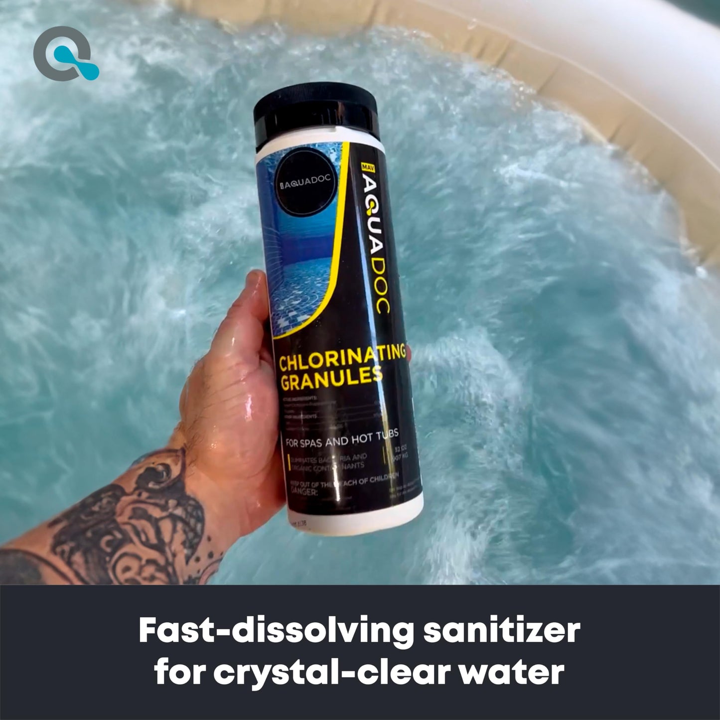 Spa Chlorine for Hot Tub Sanitizer 2lbs - Quick Dissolving Hot Tub Chlorine Granules, Spa Chemicals Made in The USA - AquaDoc