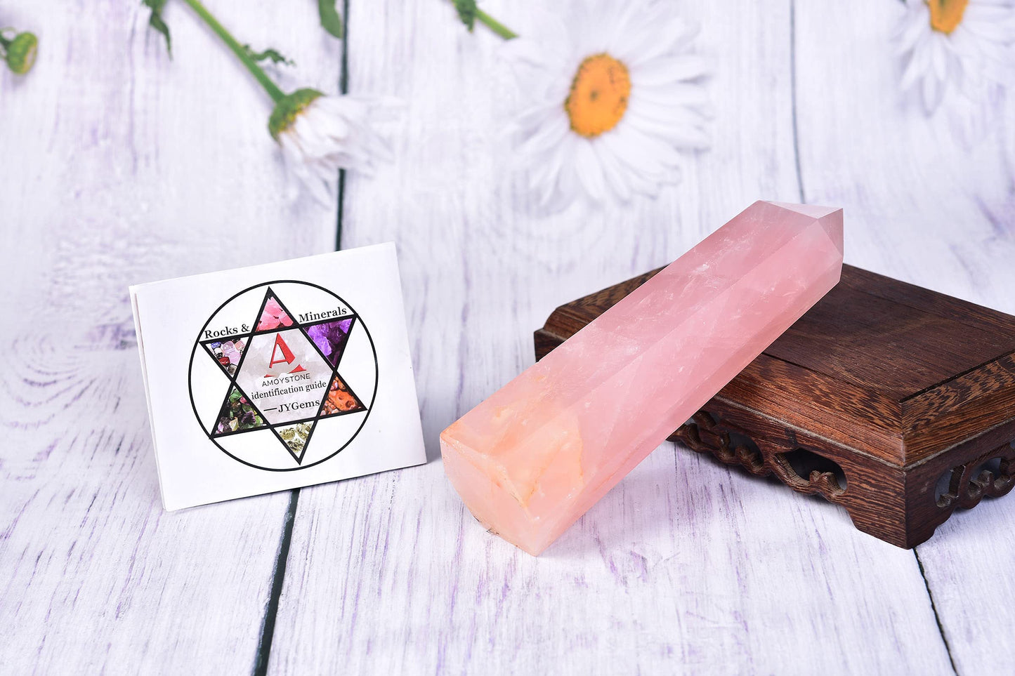 AMOYSTONE Rose Quartz Obelisk Large Healing Crystal Wand Tower 6 Faceted Column Reiki Chakra Meditation Therapy Pink 0.6-1.1 LBS