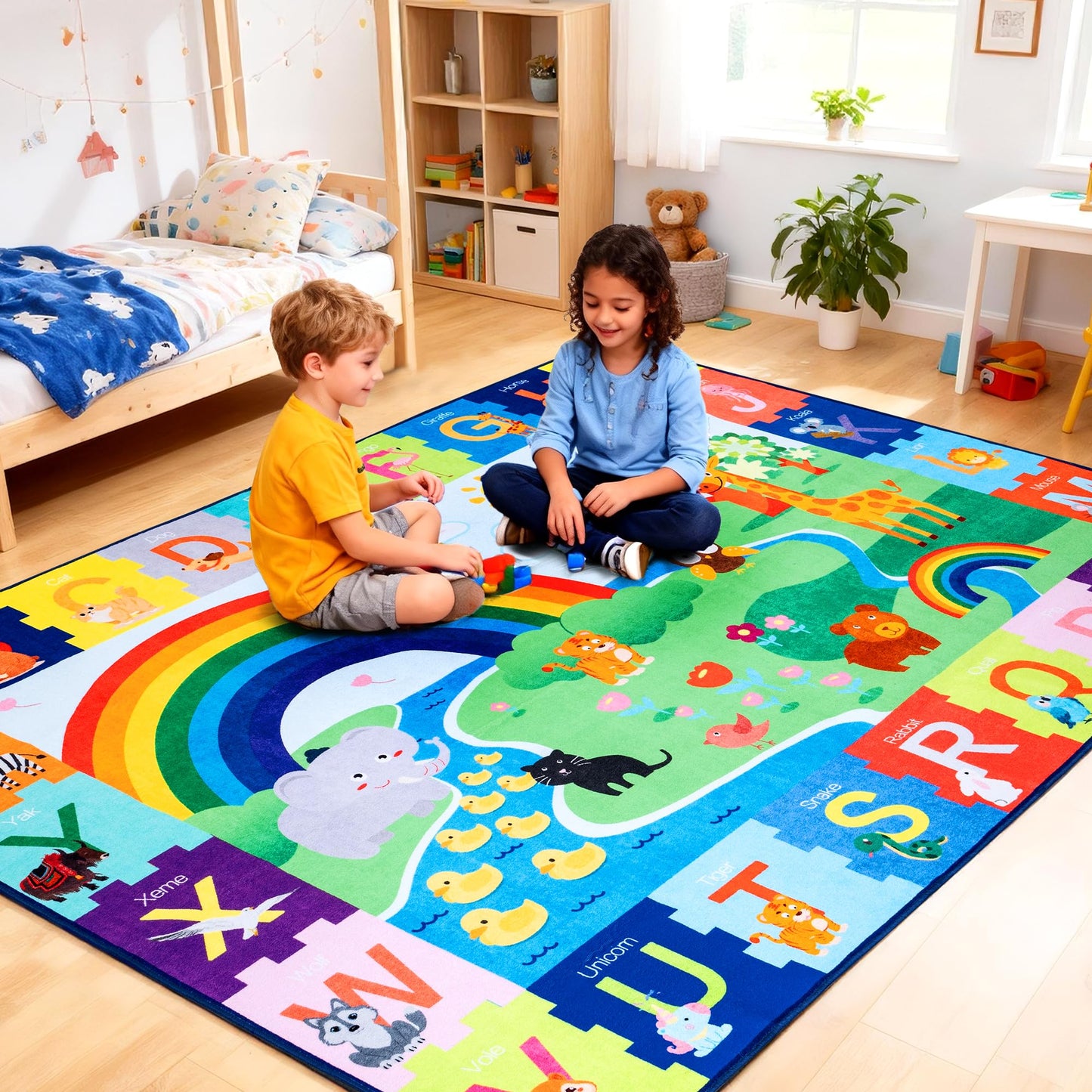 Baby Play Mat for Floor, 4x5 FT Non-Slip Nursery ABC Rug, Extra Thick Large Area Kids Rugs, Kids Mat for for Playroom Living Room Nursery Decor, Super Soft Plush Surface to Keep Safe(40"x60")