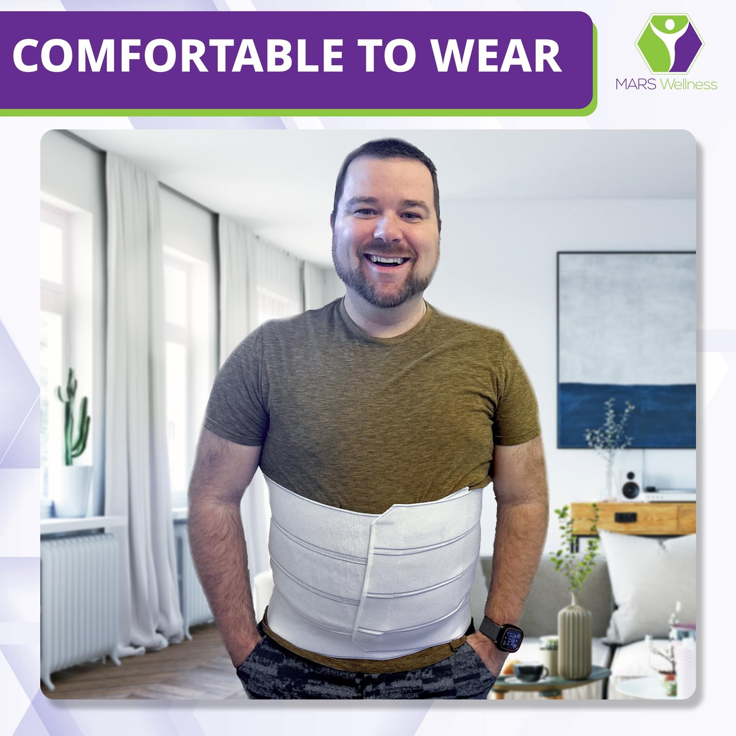 MARS WELLNESS Premium Plus Size Bariatric Abdominal Binder - 12" 4 Section/Panel - Bariatric Binder Abdominal Brace for Men or Women - Fits Waist Sizes 55"" - 72"""
