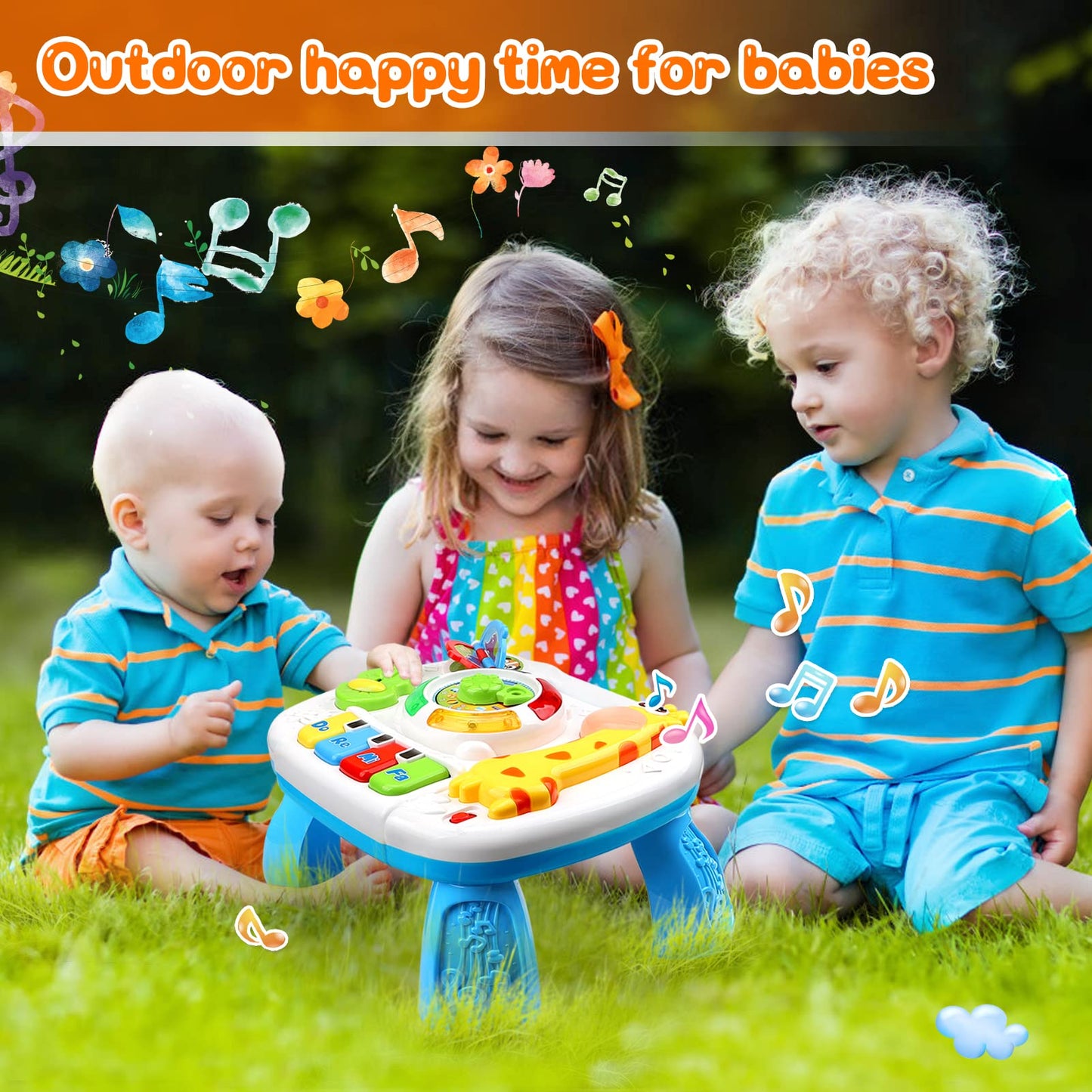 HQXBNBY Baby Toys 6-12 Months, Musical Learning Table Toys for 1 2 3 Year Old Boys Girls Early Education Activity Center Toys for 7 8 9 10 18 Months Kids Toddler Valentines'Day Birthday Gifts