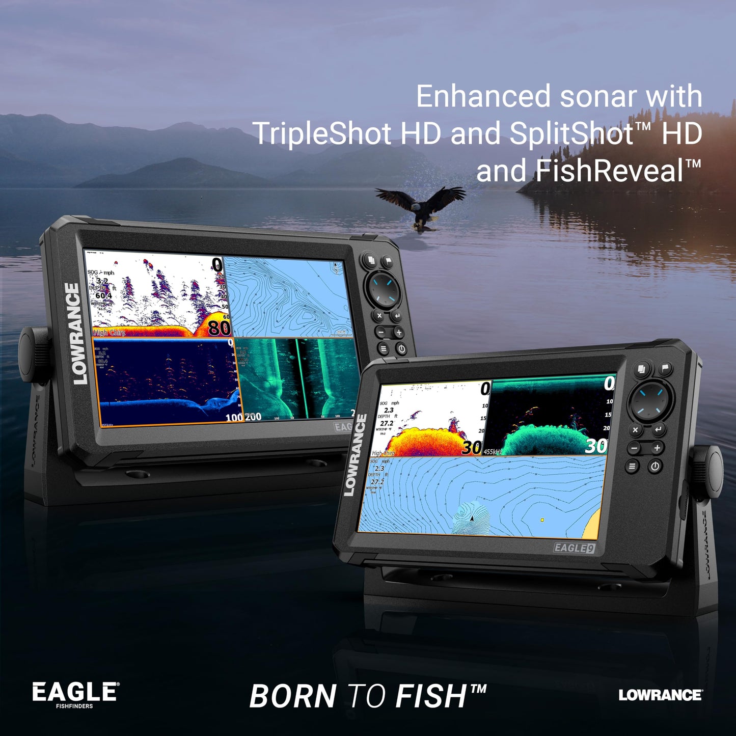 Lowrance Eagle 7 FishFinder/Chartplotter with SplitShot HD Transducer and C-MAP Discover MicroSD Card Charts, 7-inch IPS Screen, Black, 000-16227-001