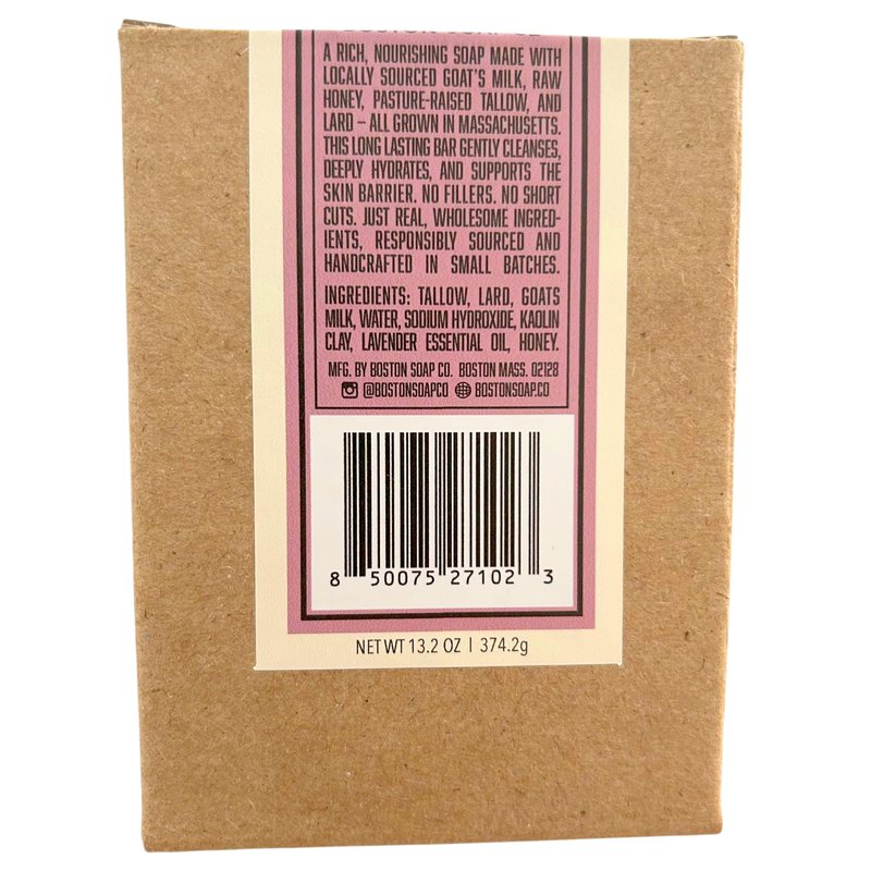 Goat Milk Soap with Tallow β Honey Milkies Lavender 4-Pack (3.3oz Bars) β Cold Process, Handmade in Boston β Natural Face & Body Soap with Grass Fed Tallow, Lard, Raw Honey & Goat Milk