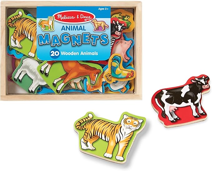 Melissa & Doug Wooden Animal Magnets Set (20 Pieces) â Farm, Zoo & Pet Fridge Magnets in Storage Box â Montessori Preschool Learning Toys for Toddlers & Kids Ages 2+ - FSC-Certified