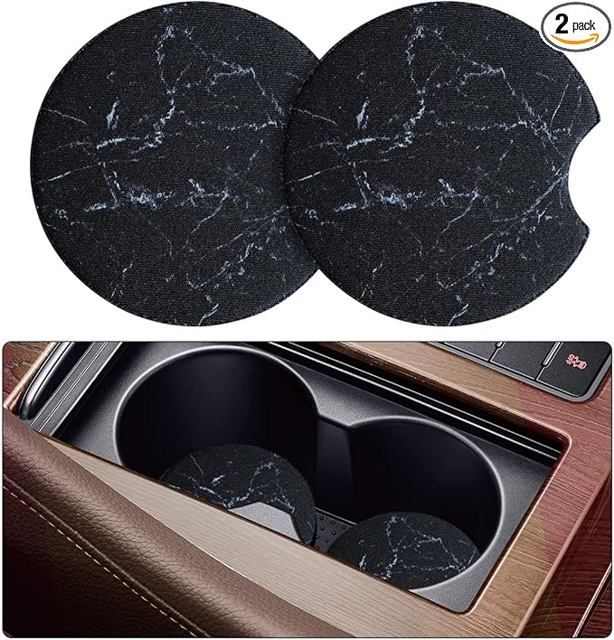 Moly Magnolia 2 Pack Car Coasters for Drinks Absorbent - 2.75 Inch Cute Car Cup Holder Coasters for Women, Removable Cup Holder Coaster for Women Girls, Car Interior Accessories (Style D)