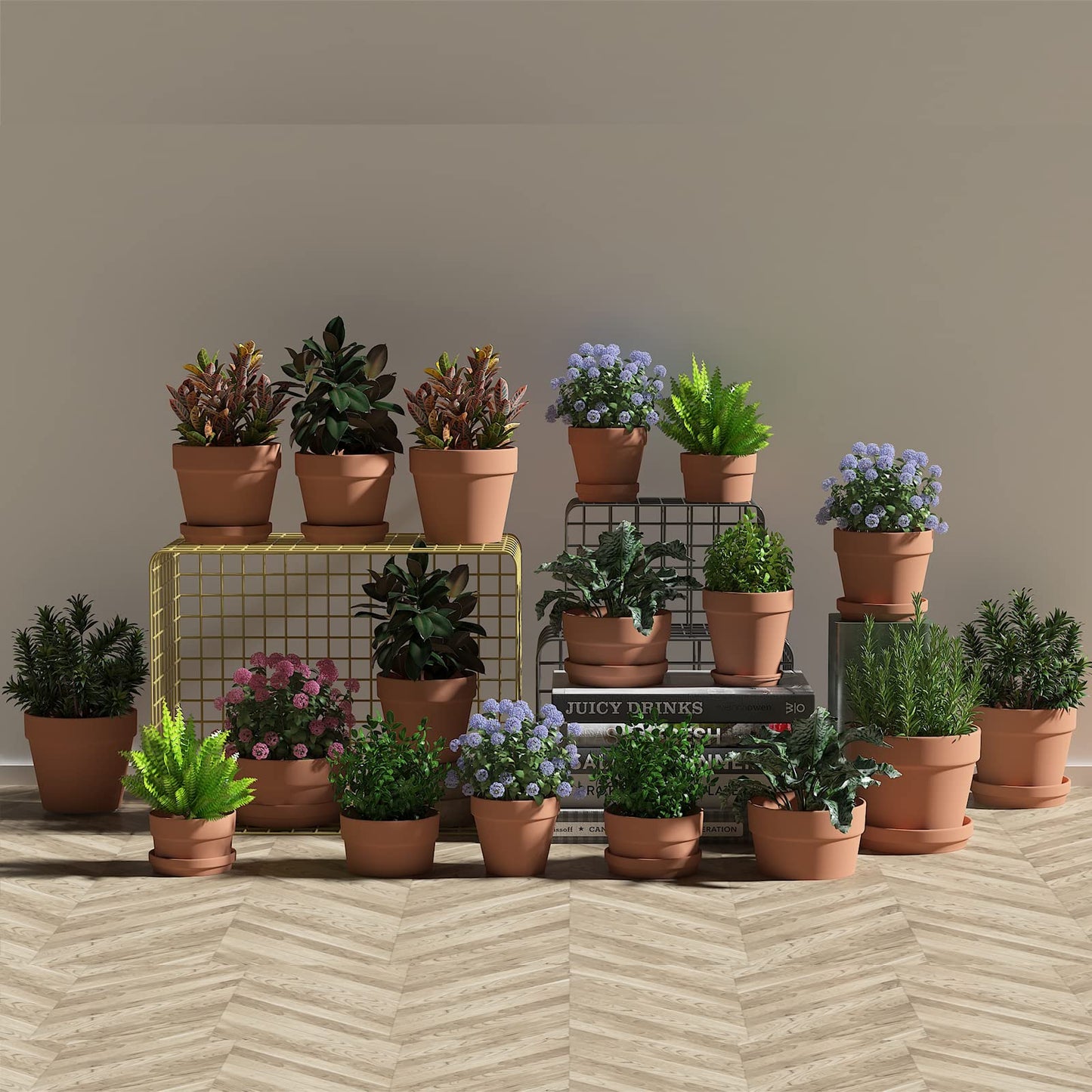 Fcacti 6 Pack Terra Cotta Pots with Saucer, 4.5 Inch Clay Planters for Indoor/Outdoor Plants, Drainage Hole, Succulent, Cactus, Flower Pots