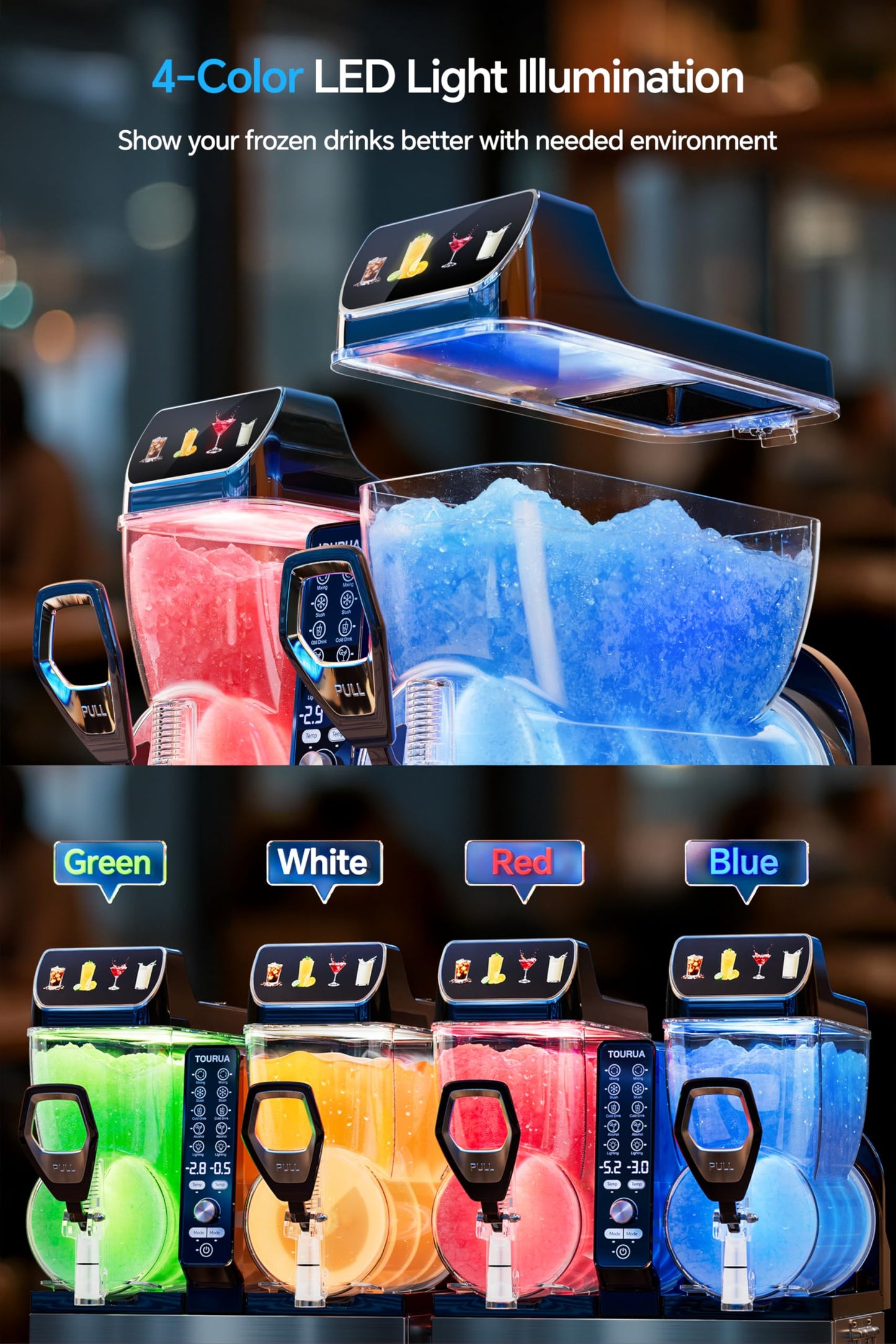 Tourua Commercial Slushie Machine, Margarita Daiquiri Wine Frappe Slush Frozen Drink Machine, 15L