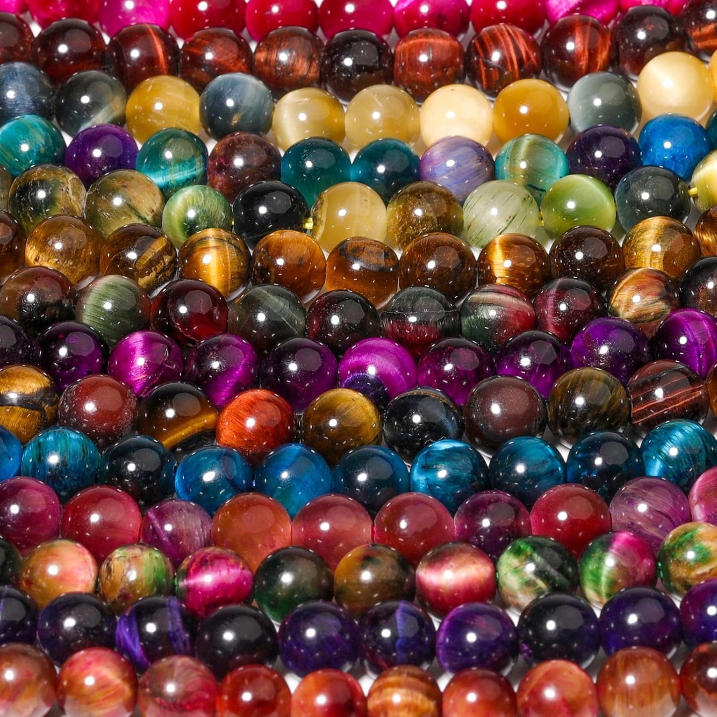 Yochus Natural Tiger Eye Beads, 60Pcs 6MM Milky Way Brown Red Color Enhance Round Loose Stone Bulk, DIY Charm Smooth Gemstone Beads for Jewelry Making