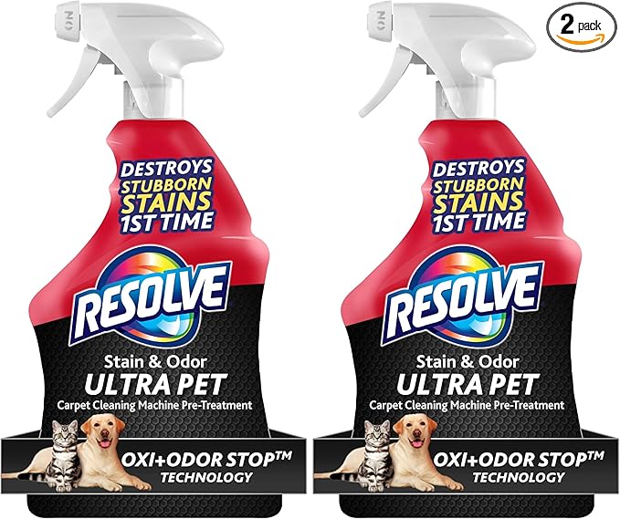 Resolve Ultra Pet Odor and Stain Remover Spray â Carpet Cleaner for Cat and Dog Urine and Poop, 32oz (Pack of 2)