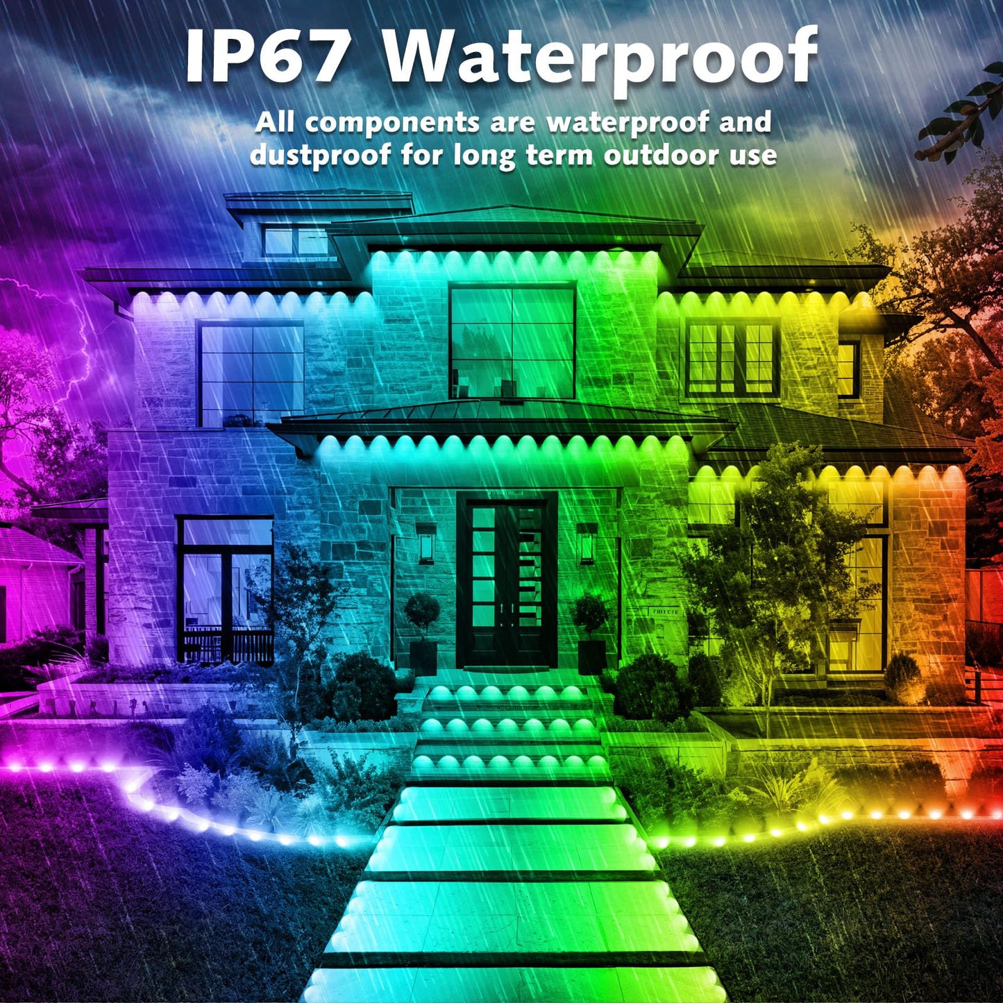 Permanent Outdoor RGB Lights,Waterproof Smart LED Eaves Lights with App/Remote Control,for Christmas and All Holiday Decor,Daily and Accent Lighting,House Roof and Garden Lighting (200FT)