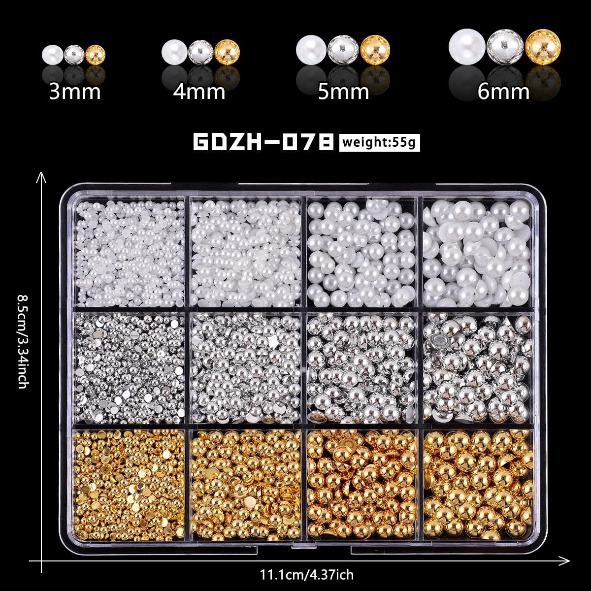 48 Grids Nail Charms Kit with Rhinestones for Nails, 3D Kawaii Bows Flowers Charms for Nails, Metal Star and Moon Bow Nail Art Charms DIY Manicure Art