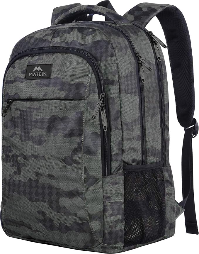 MATEIN Travel Computer Backpack, Sturdy College School Backpack for 15.6 Inch Laptop with Anti Theft Back Pocket, Lightweight Bookbag Carry On Personal Item Bag Casual Daypack Gift for Women & Men