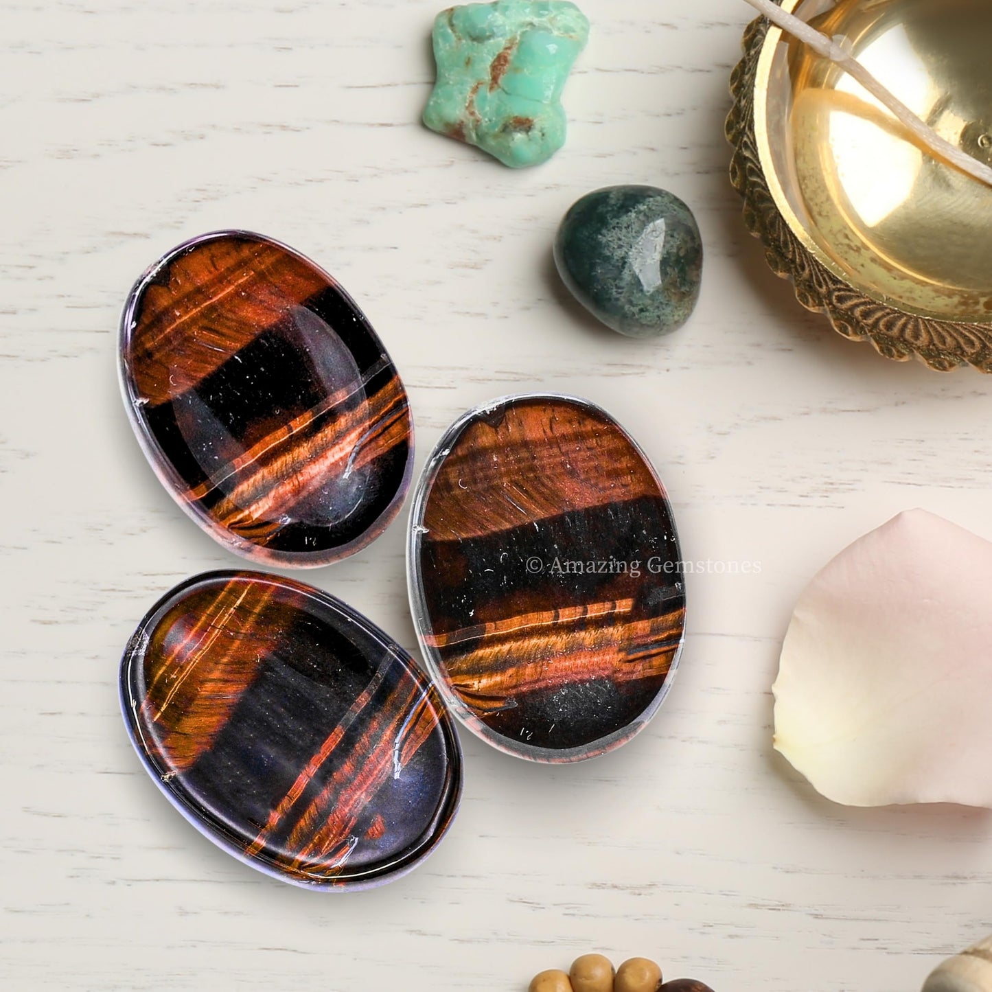Amazing Gemstone Red Tiger Eye Worry Stone Crystals and Healing Stones - Worry Stones for Stress Relief Gifts - Piedra Crystal Fidget for Meditation - Unique Stocking Stuffers and Birthday Gifts