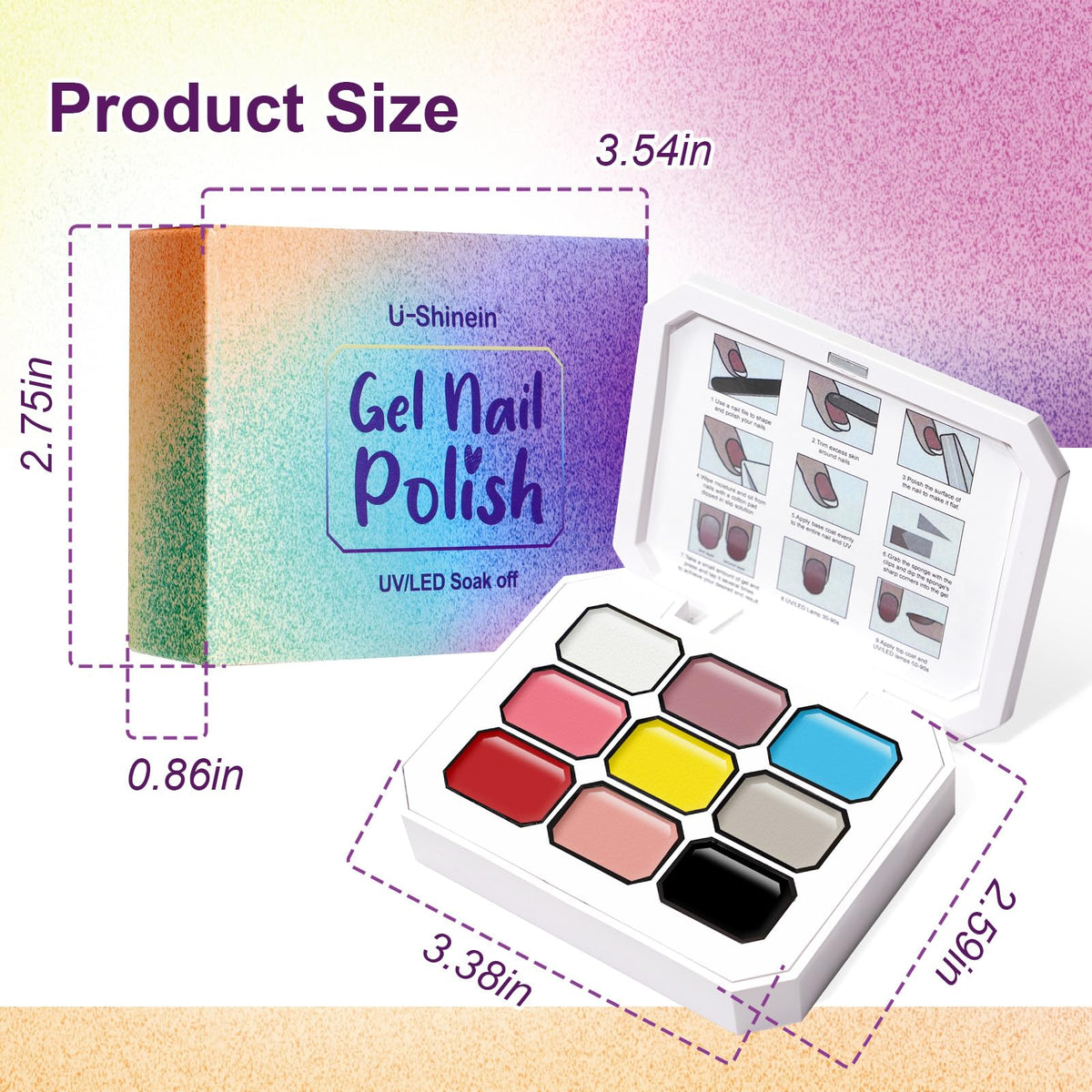 U-Shinein Gradient Painting Gel, 9 Colors Ombre Gel Nail Polish Oil Painting 3D Sculpture Effect for Pigment Pat Nails French Manicure DIY Nail Art Long-lasting Soak of UV/LED Artistic Inspiration