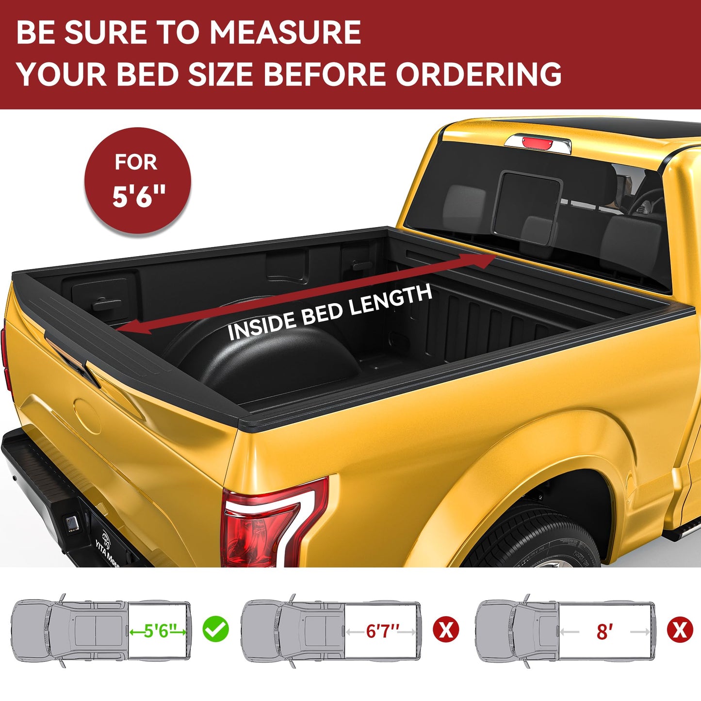 YITAMOTOR Soft Tri-Fold Tonneau Cover Fits for Toyota Tundra with Deck Rail System 5.5ft Bed 2014-2021 (Excl. Trail Edition), Effortless Installation