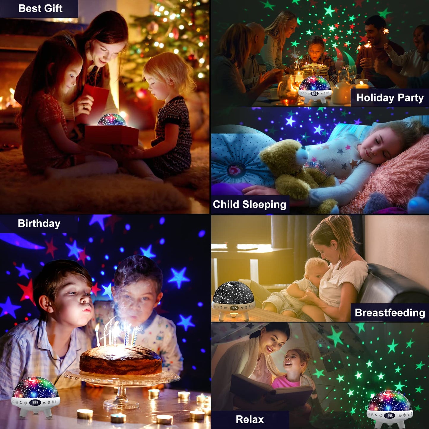 YACHANCE Kids Sound Machine with Night Light Projector,29 Soothing Sounds Baby Night Light Star Projector for Kids Room,White Noise Machine for Baby Sleeping Soother,Nursery Lamp,Bedroom Decor