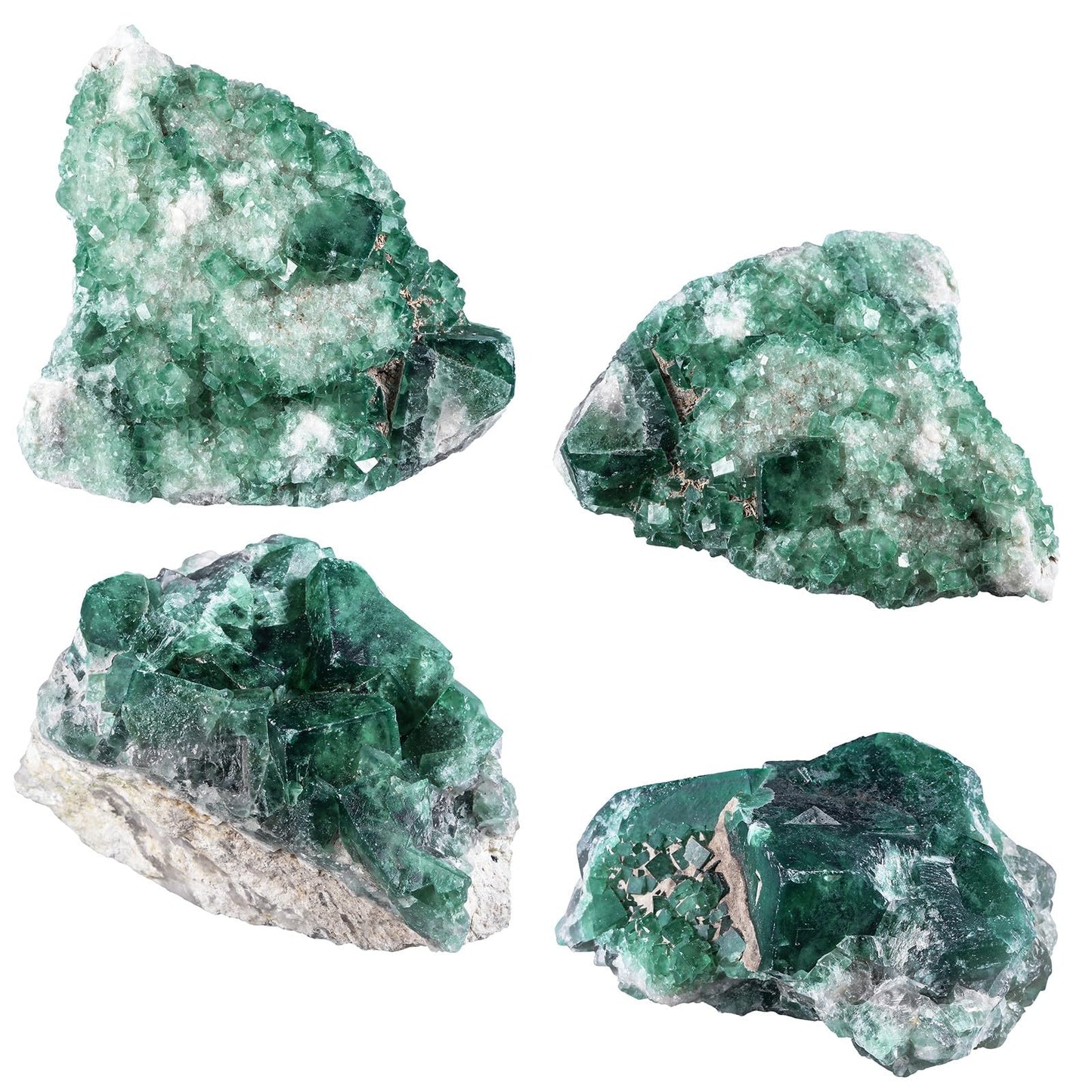 Sportmusies Natural Green Fluorite Crystal Cluster Mineral Specimen Decoration for Home Office, Raw Stone for Healing Meditation Yoga, 1.77-5.31 inches