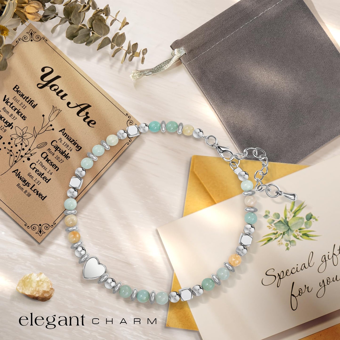 ZOKCC Inspirational Gifts Bracelets for Women Healing Natural Stone Beaded Bracelets - Friendship Encouragement Graduation Gifts for Women Friends Sister Bestie Mom Daughter