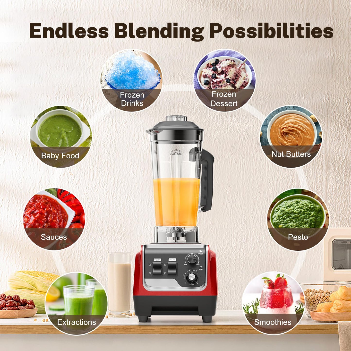 MAGETANG Blender, 1800W Powerful Countertop Blenders for Kitchen with 70oz Pitcher &20oz Travel Cup, 28000 RPM Blender for Smoothies, Ice Crushing, Frozen Drinks, Multiple Speeds with Pulse & Timer