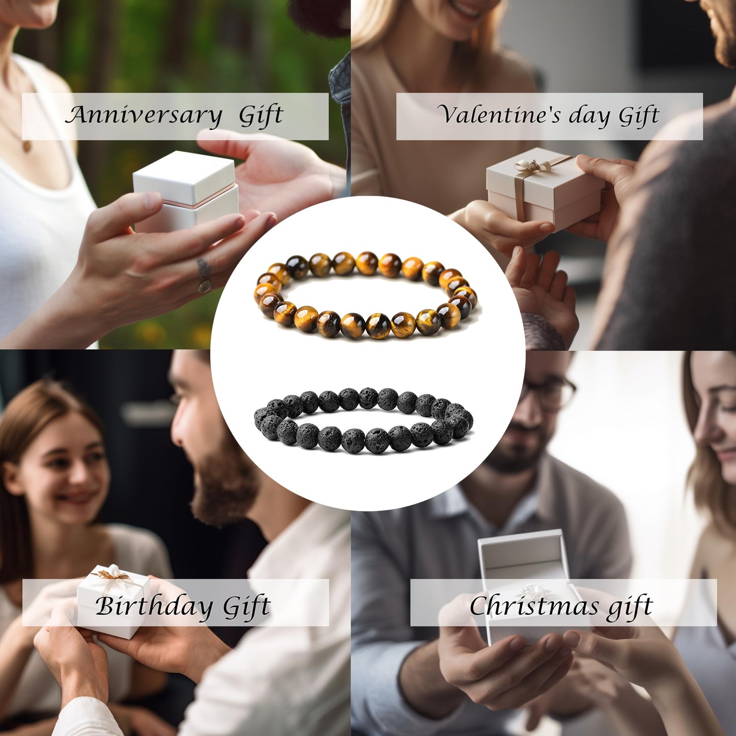 Cryhand Lava Rocks Tigers eye Bracelets For Men Tiger Eye Lava Rocks Bracelets For Women Special Day Gifts Birthday Gifts for Female, Best Friend Friendship Gifts for Woman, Jewelry for Girl