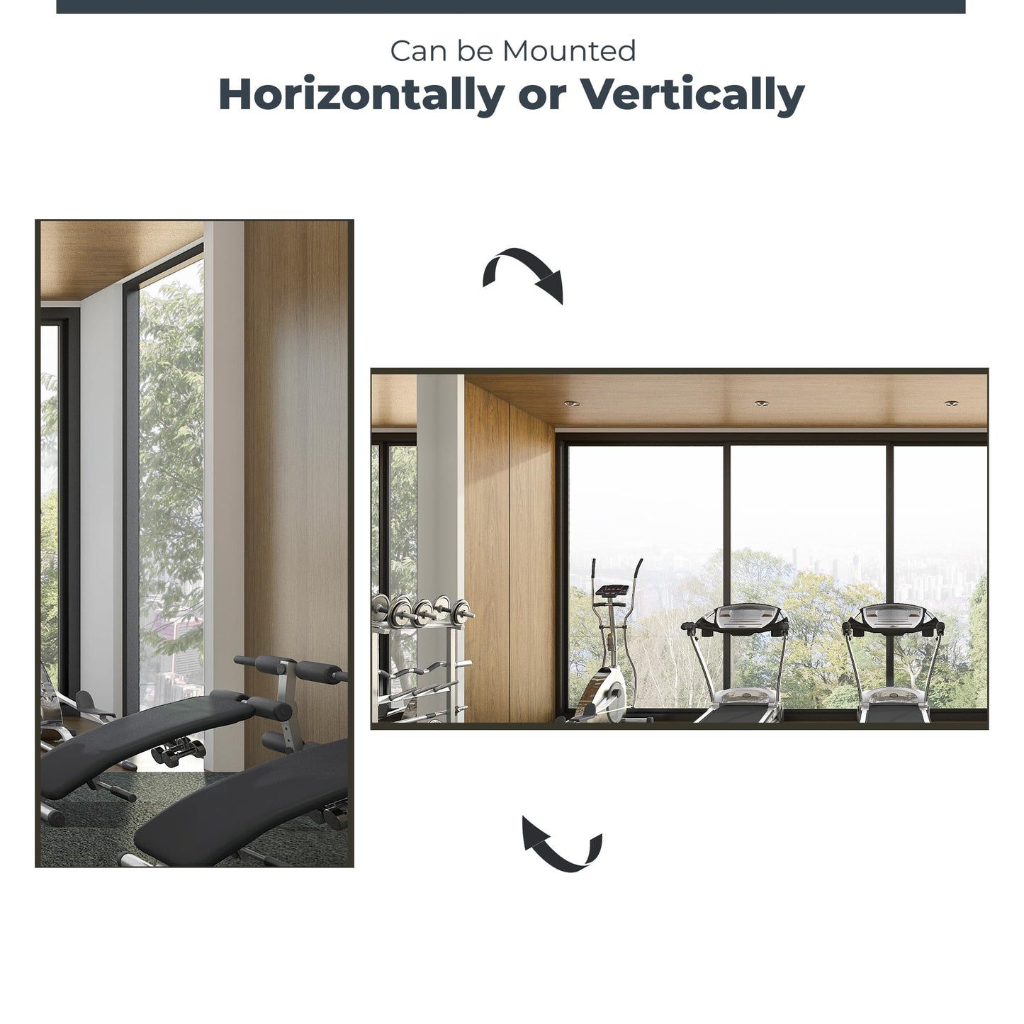 Glassless Large Gym Mirror Shatterproof Unbreakable Wall Mirror for Gym, Dance Studio, Home Workout Room – 0.04mm Nano Film – Chrome 26" x 60" by Fab Glass and Mirror