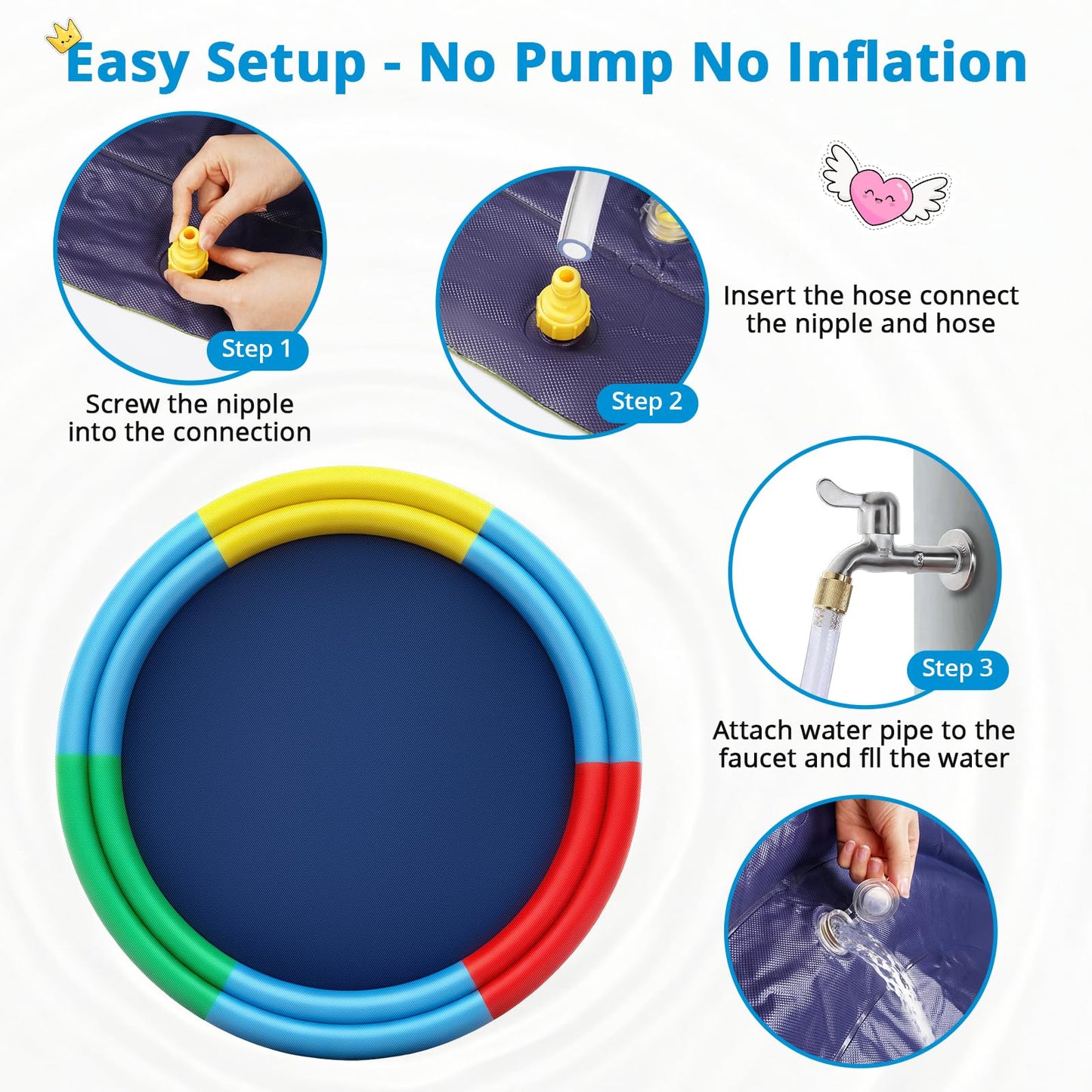 Splash Pad for Kids & Dogs, 78" Extra Large Non-Slip Thicker Sprinkler Mat, Backyard Outdoor Lawn Water Toys, Durable Summer Fountain Play Pool Gifts for Toddlers, Children & Pets