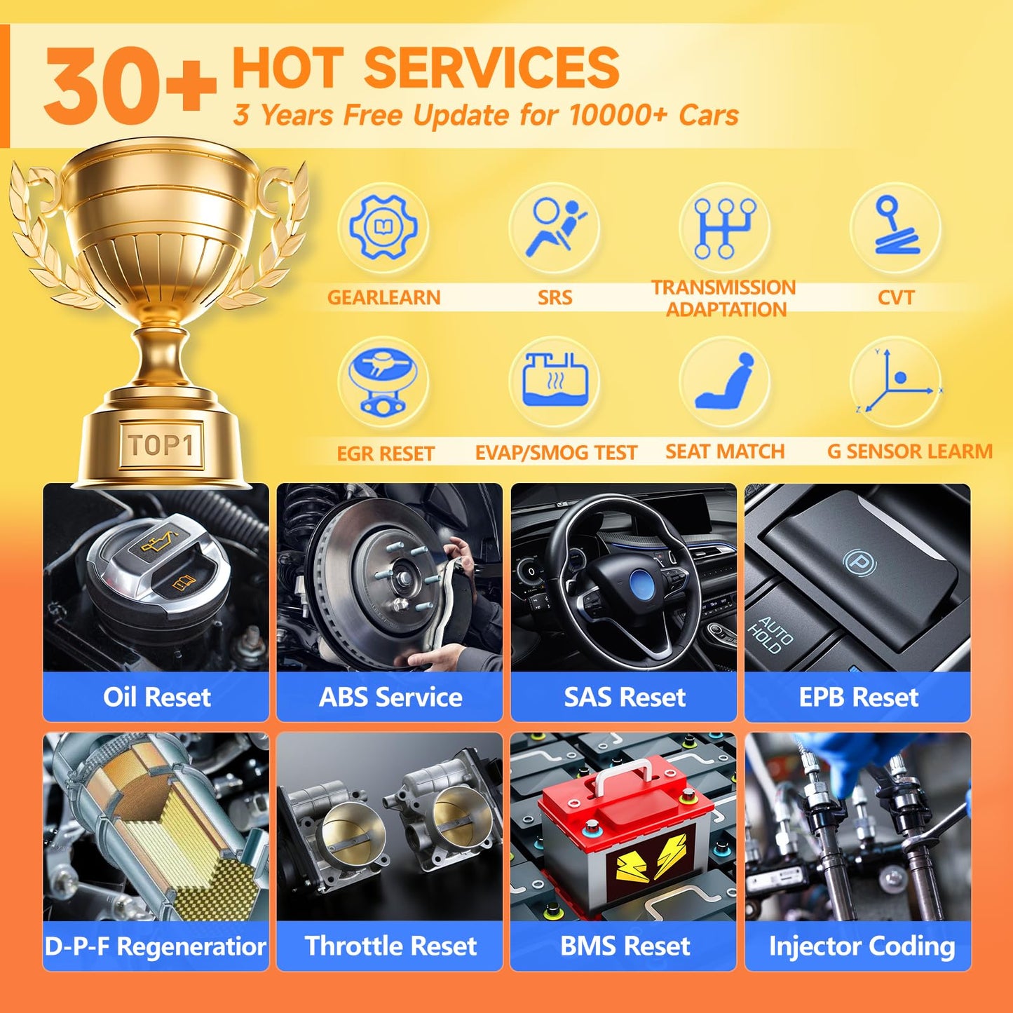 2026 FOXWELL Scanner NT809BT OBD2 Scanner Diagnostic Tool with 30+Resets, All System Bidirectional Scan Tool for All Vehicles, CAN-FD, FCA Autoauth, 3-Yr Free Update, AutoVIN, Wireless 65-Foot, Orange