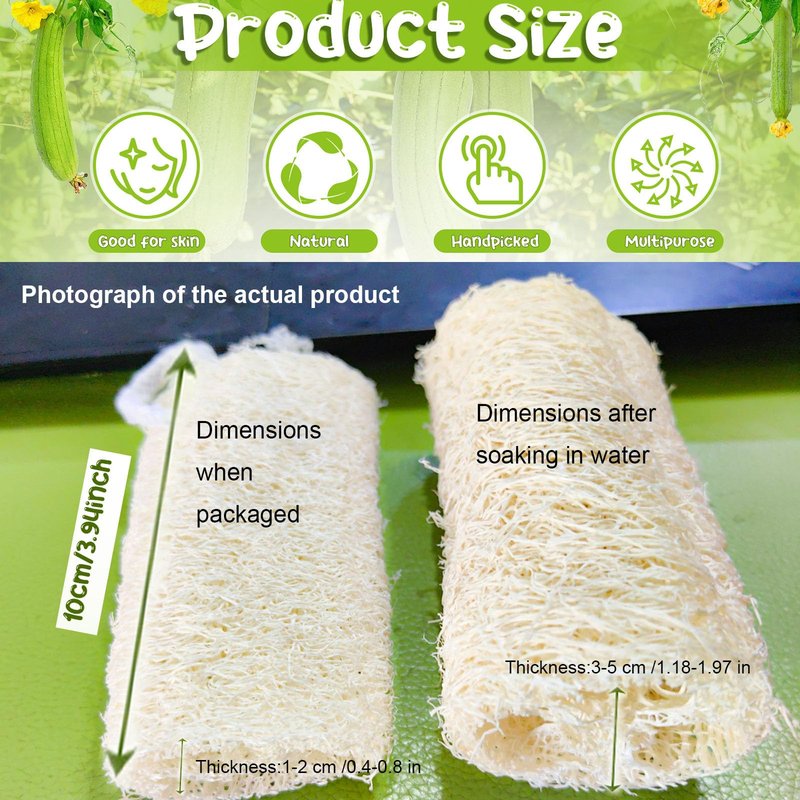 Hoemwarm 9 Pack 4”Natural Loofah Sponge Small Size Natural Organic Loofah for Kitchen Cleaning Dishes Toddler Exfoliating Skin Care Body Scrubber