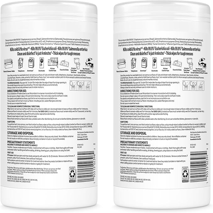 Amazon Basics Disinfecting Wipes, Lemon & Fresh Scent, Sanitizes, Cleans, Disinfects, Deodorizes, 340 Count (12 Packs of 85), Packaging May Vary