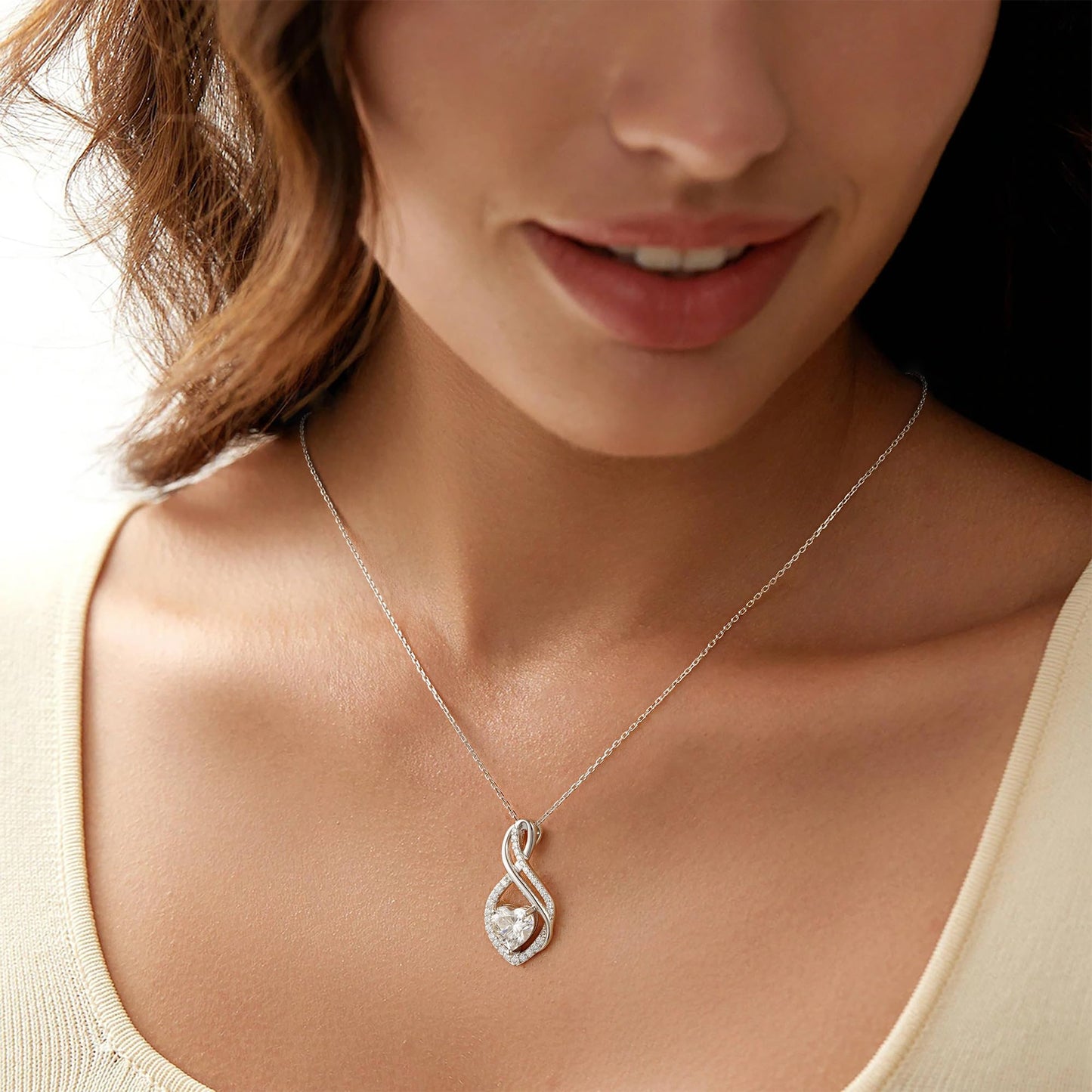 MOOSEA Moissanite Rings for Women, 14K White Gold Plated Promise Rings for Her, Womens Wedding Bands Moissanite Pendant Necklace Wedding Anniversary Sterling Silver Jewelry Gifts