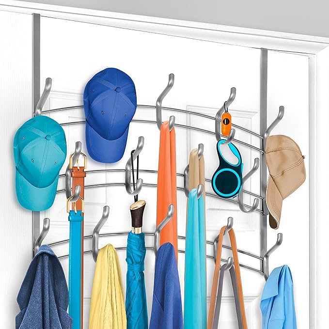 LYNK PROFESSIONAL® HOME⢠Over the Door Hooks - 28 Hook â Over the Door Coat Rack - Over the Door Hanger - Hanging Towels or Clothes - Bathroom, Bedroom, Laundry Room - Lifetime Ltd. Warranty, Platinum