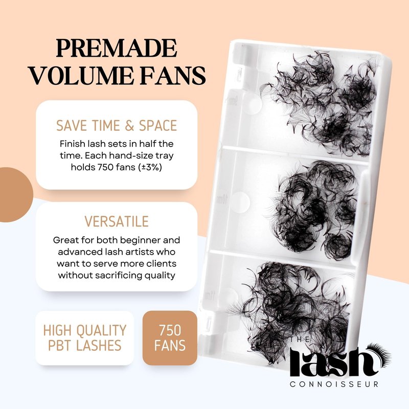 8D - D Curl 750 Fans Mixed Promade Fans Lash Extensions | TLC Lash Supplies 4D to 16D Premade Fans 7 mm to 16 mm Mixed Length Thin Base Premade Fans Eyelash Extensions (8D - D Curl, 8-9-10 mm)
