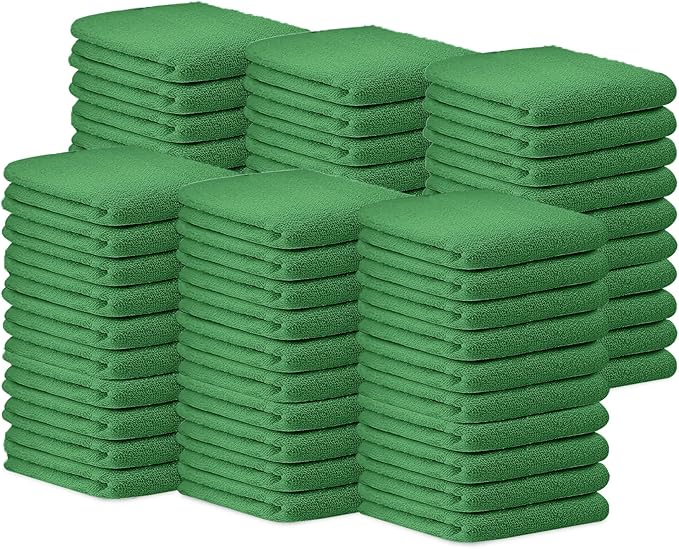 Avalon Towels Bar Towels (Pack of 60) Size 14x17 Inches â 100% Cotton, Absorbent and Reusable Cleaning Rags, Multipurpose Cleaning Towels, Terry Cloth Rags, Durable Shop Rags (Green)