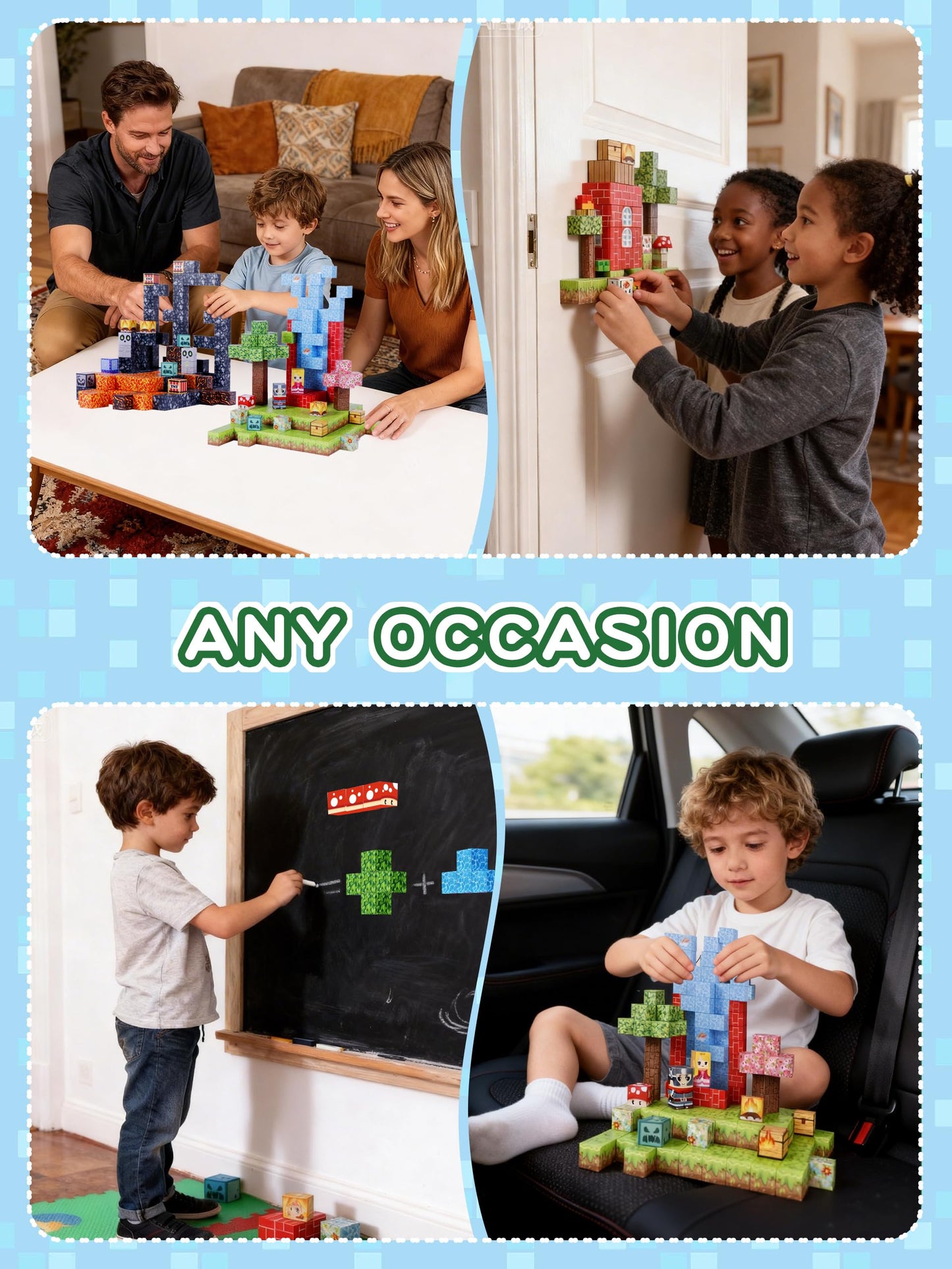 208 PCS Magnetic Building Blocks Toys Kids -0.8in 3D Magnetic Blocks Magnet Build Cubes Boys STEM Constructions Sensory Stacking Toy Set Girls Age 3+,4,5,6,7,8,9,10,11,12 Christmas Birthday Gifts