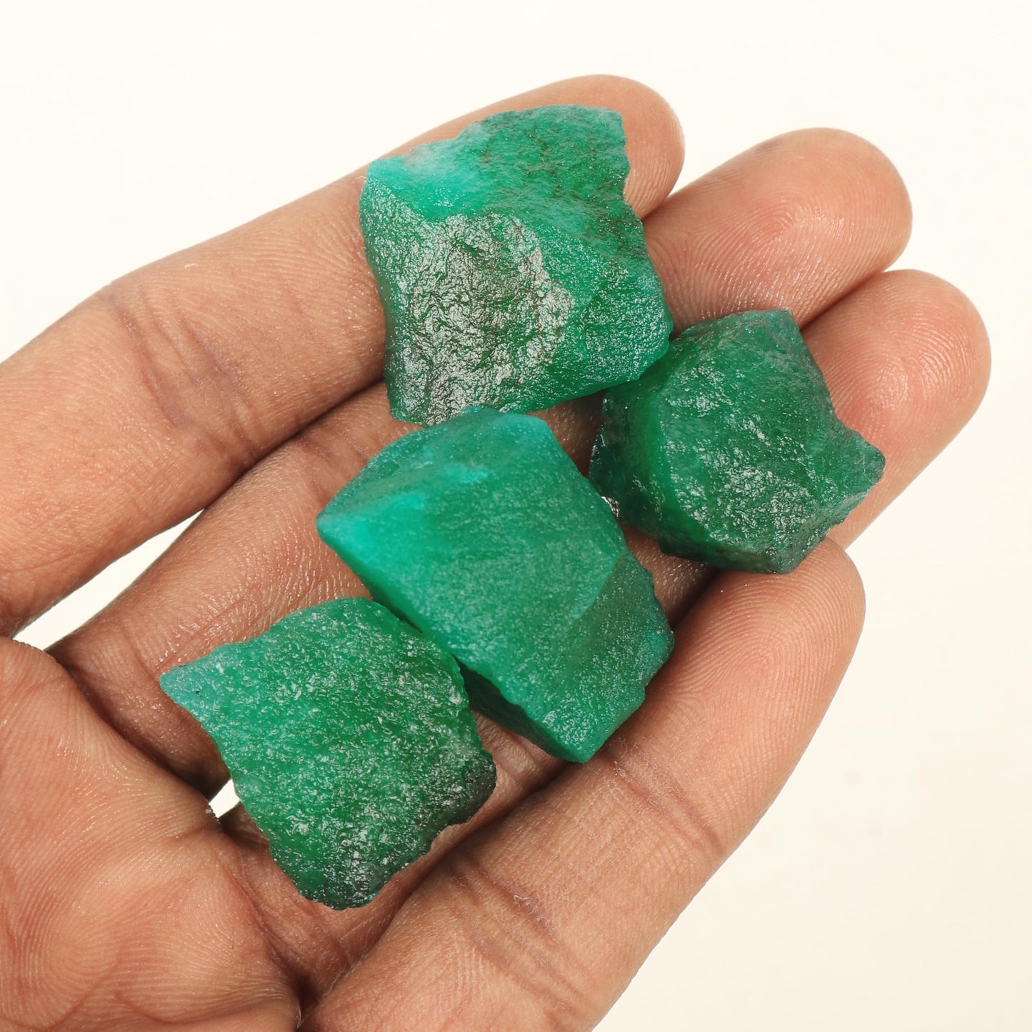 GEMHUB Gemstone For Jewelry 35.00 Ct Natural Rock Rough Raw Green Emerald Loose Gemstone for Jewelry Making Lot of 4 Pcs